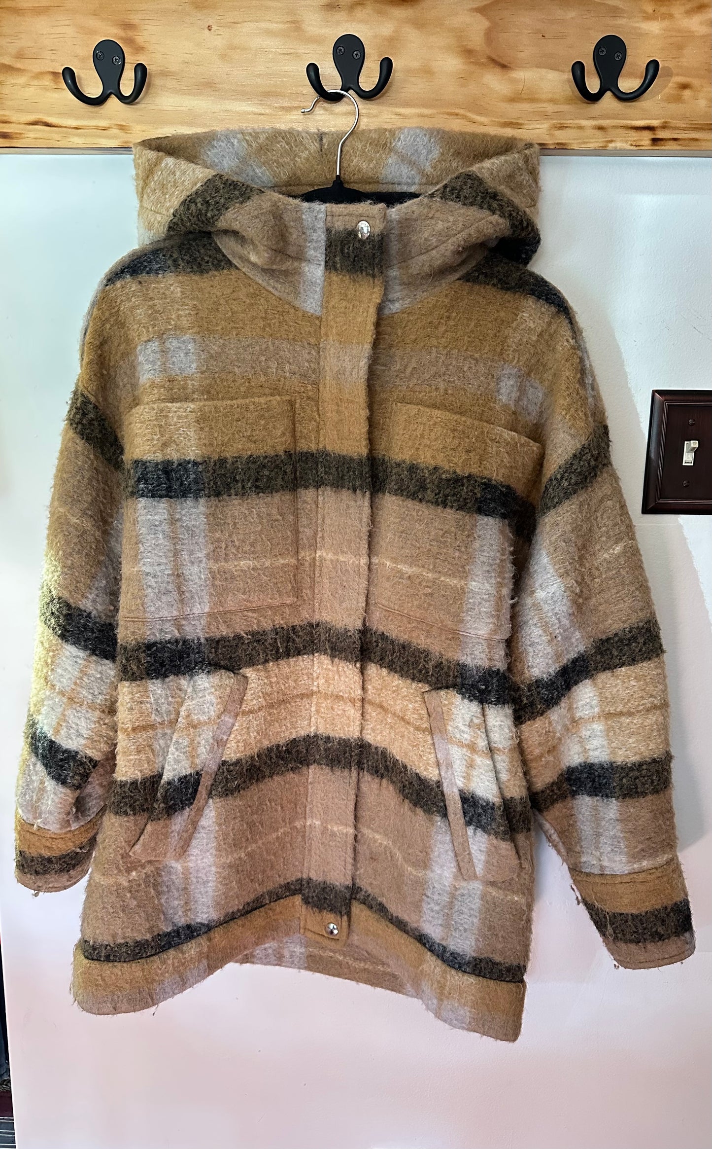 IRO Paris | Plaid Wool Blend Hooded Jacket, 34 (US 2)