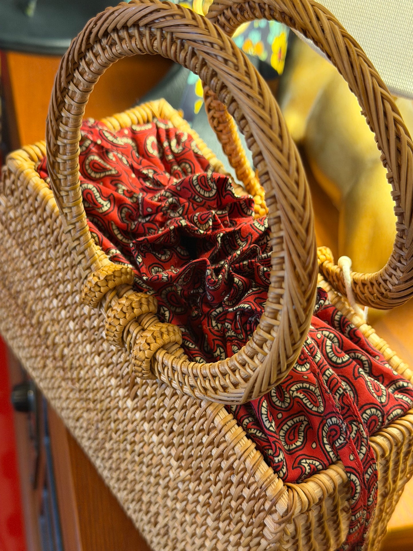 J Crew | Rattan Round Handle Bag