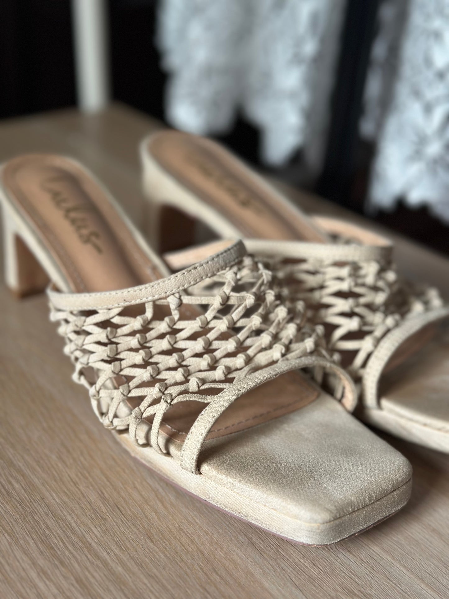 LuLus | Rewn Light Nude Suede Knotted High Heel Slide Sandals