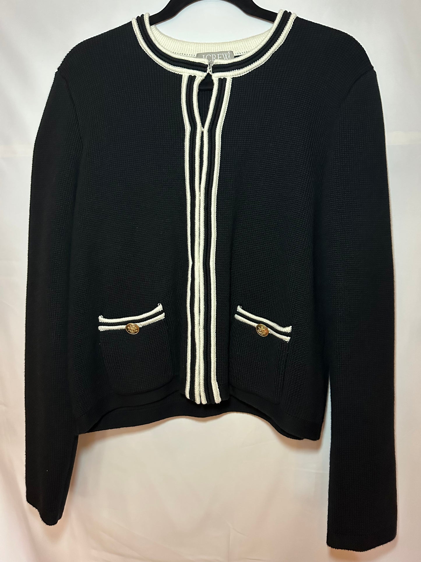 Black J Crew 100% Cotton Sweater with Pockets, L