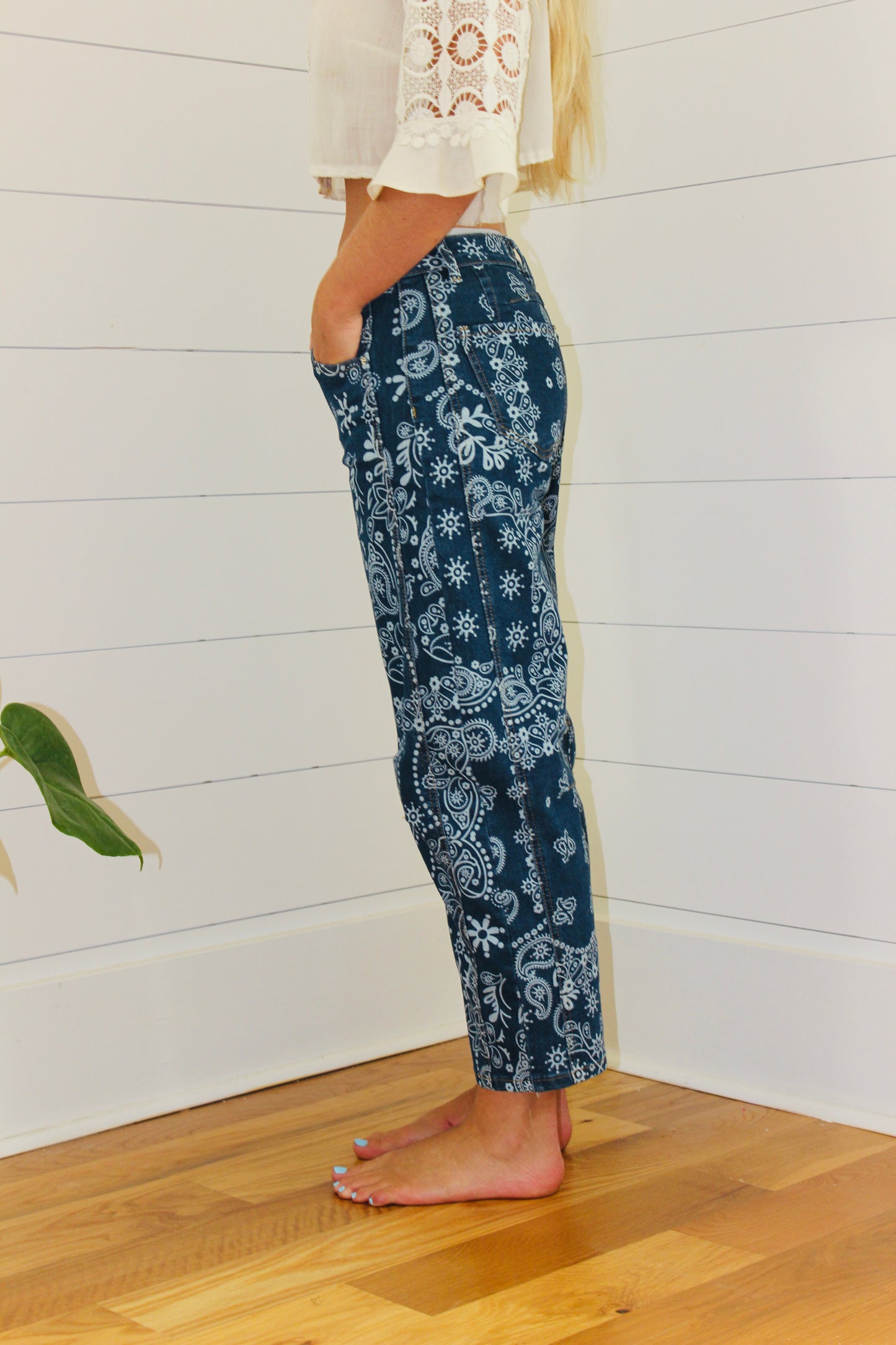 Paisley Barrel Jeans, XS