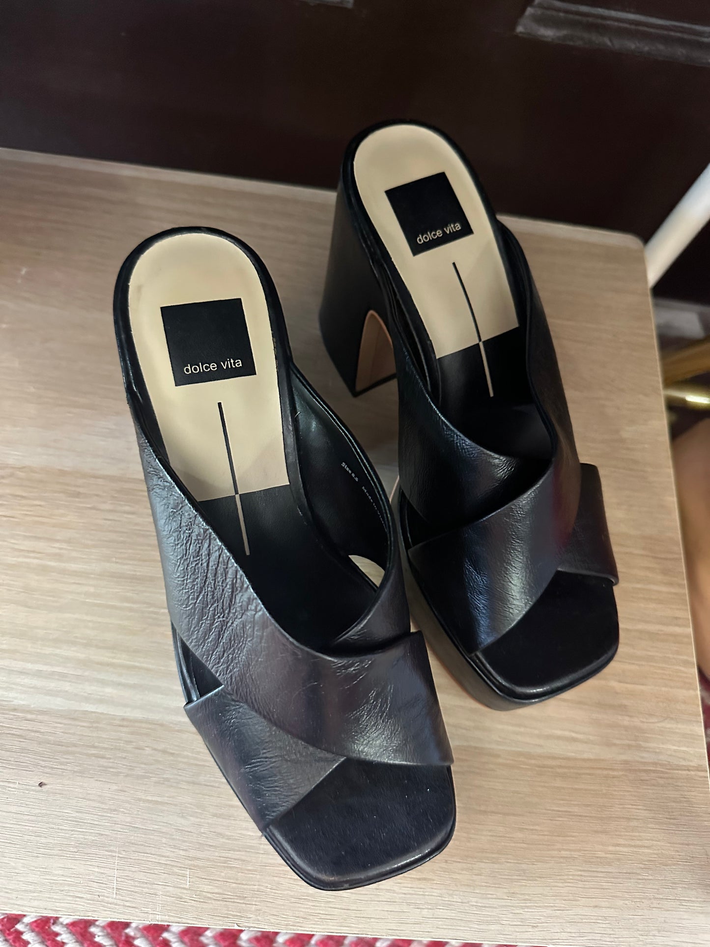 Dolce Vita | Platform Black Leather Sandal, 8.5