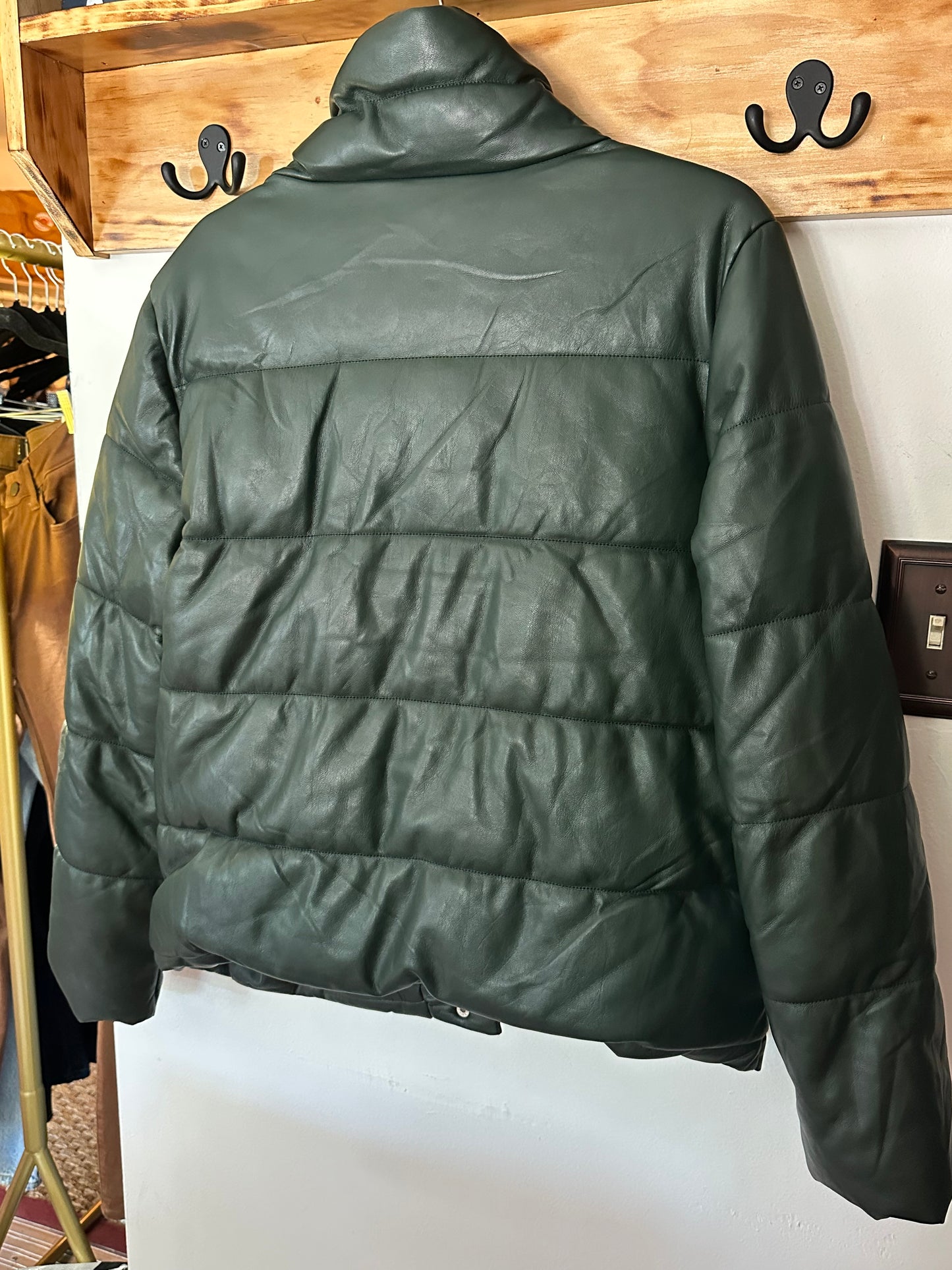 7 For All Mankind Olive/Dark Green Puffer Coat, M