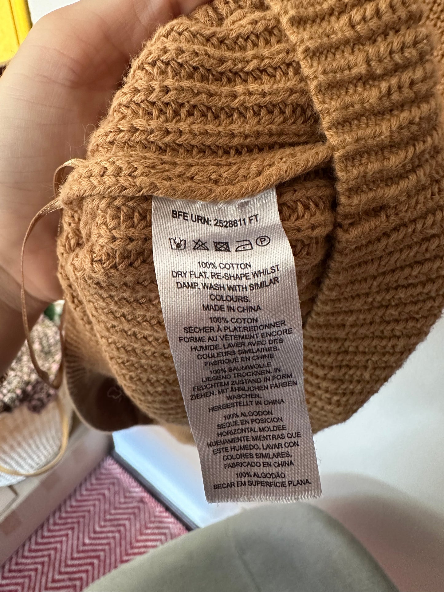 French Connection | Light Brown Sleeveless 100% Cotton Turtleneck Sweater, M