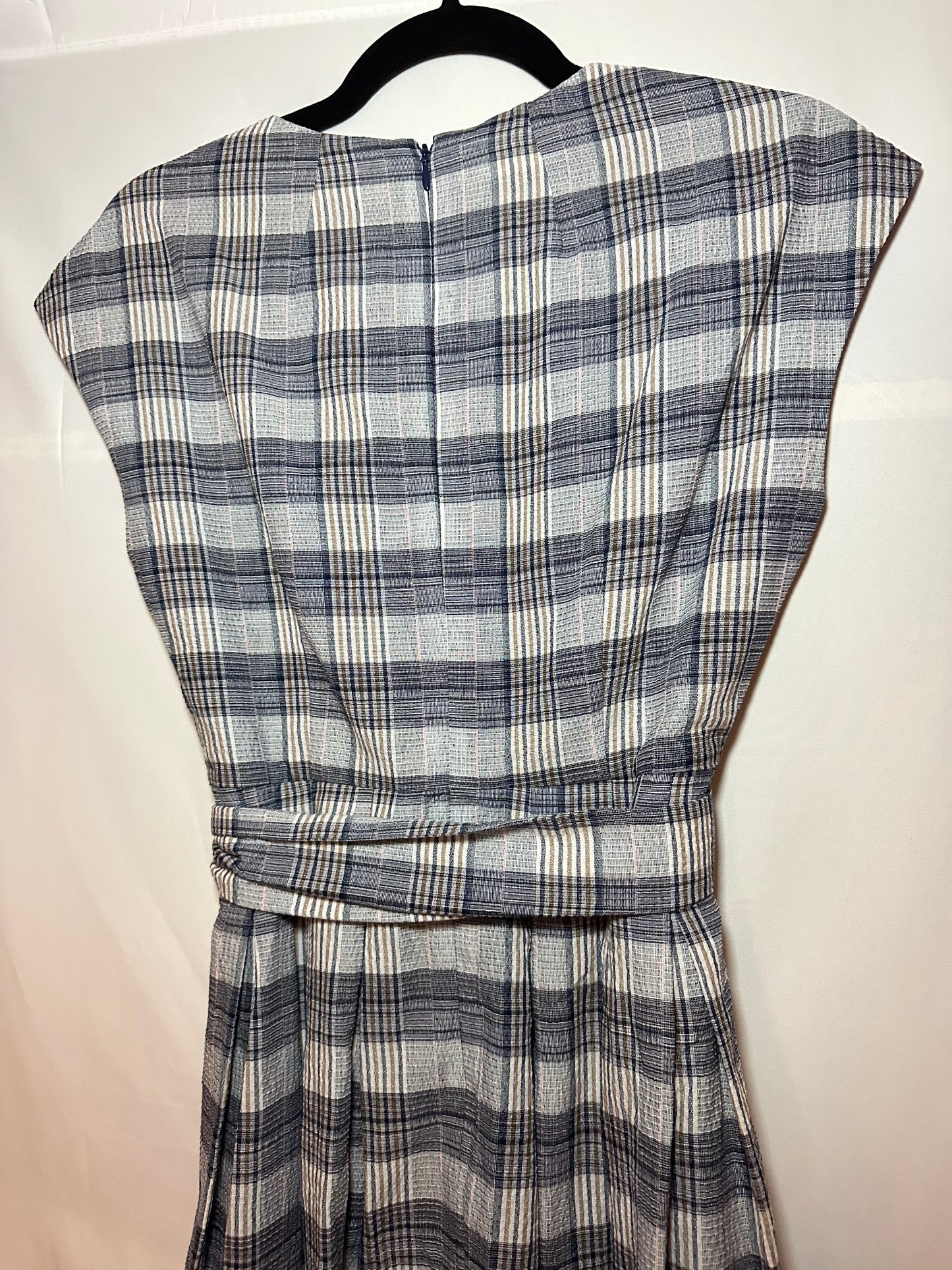 Gal Meets Glam | Navy / Brown Plaid Dress, 2