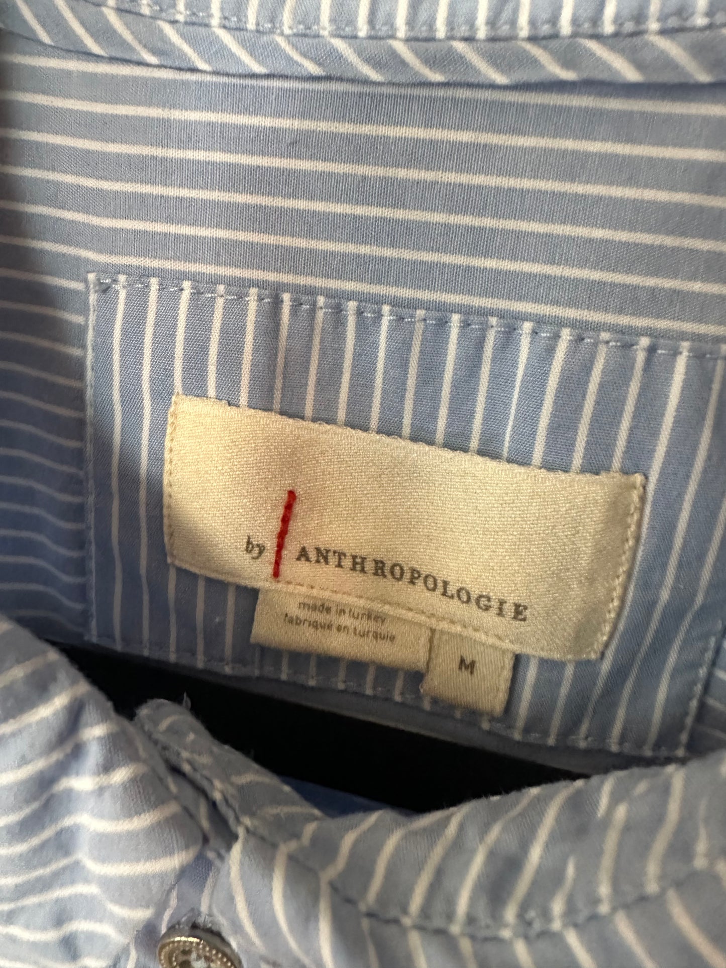Anthropologie | Light Blue 100% Cotton Striped Dress, M