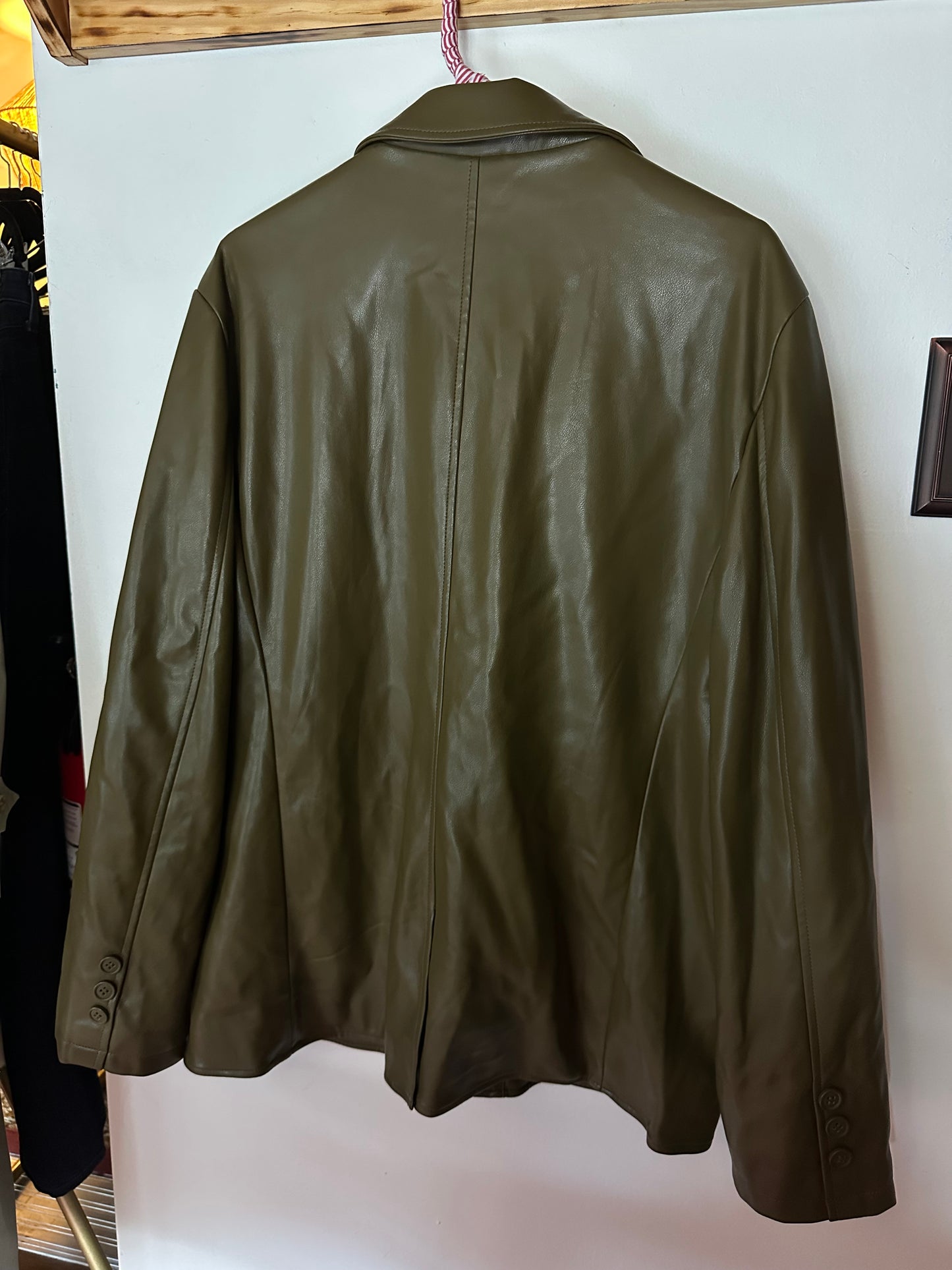 Urban Outfitters | Olive Green Pleather Blazer