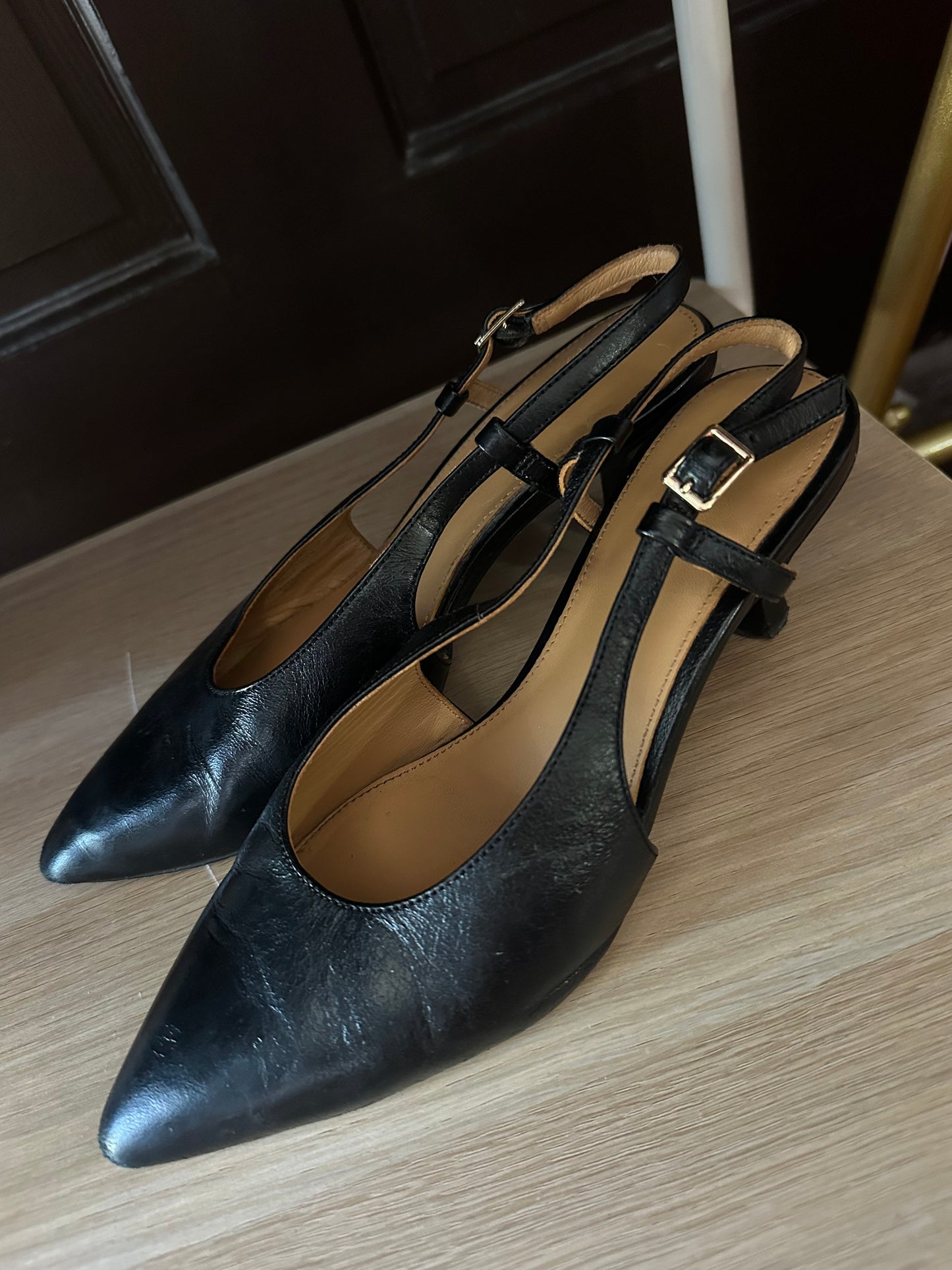Madwell | Black Leather Kitten Heels