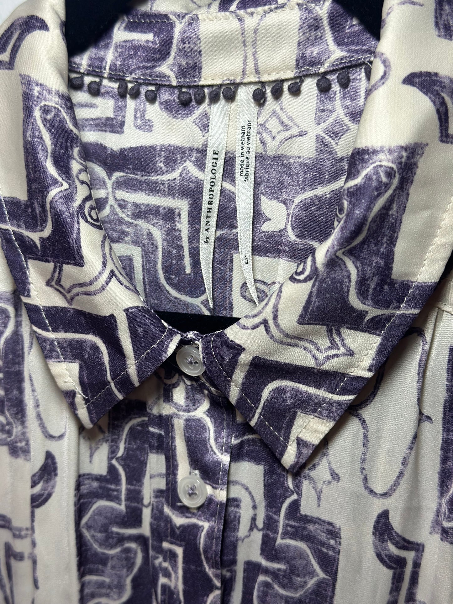 Anthropologie | Purple & White Abstract Long Sleeve