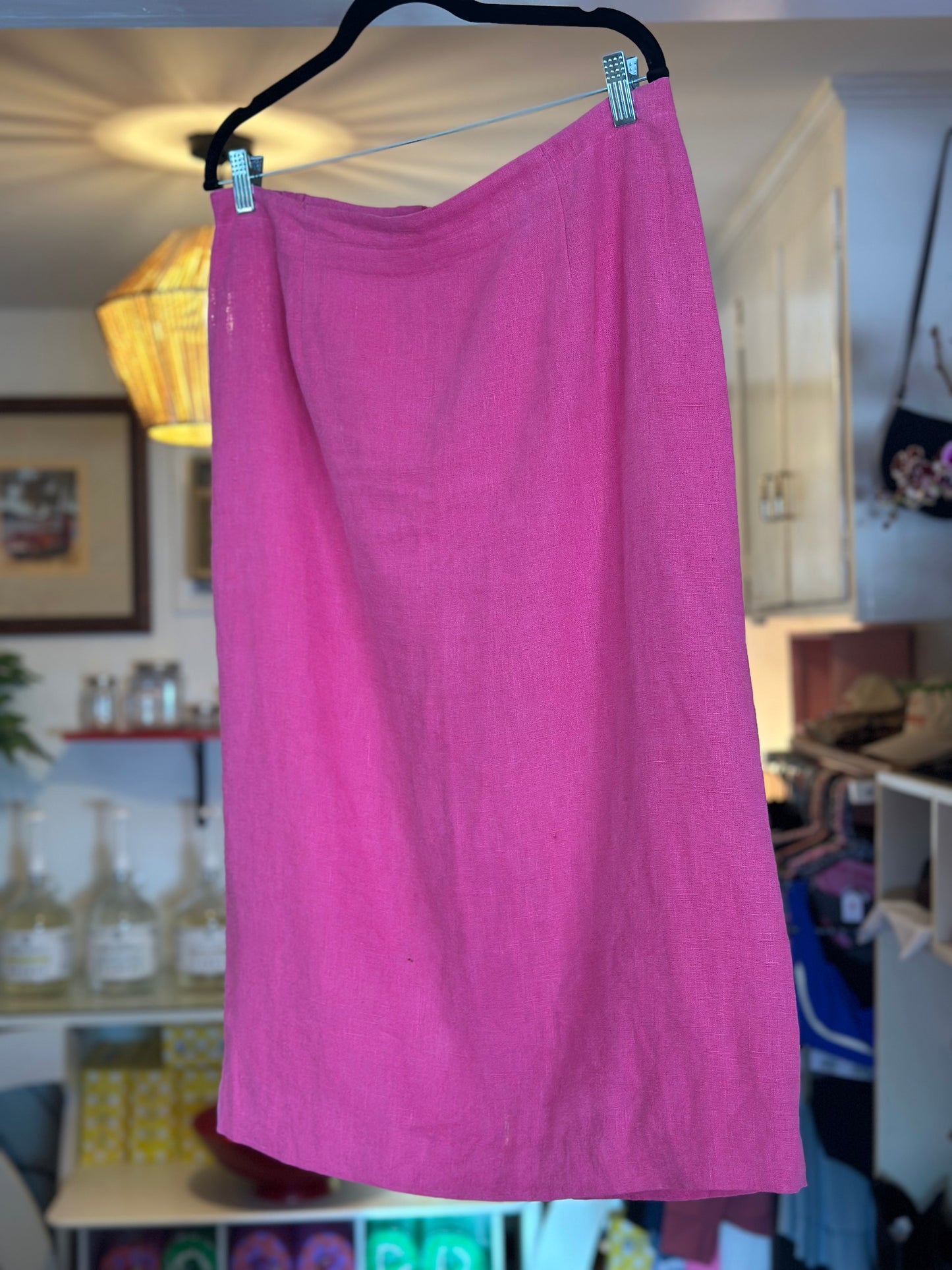 Joanne Scott | Pink Linen Midi Skirt