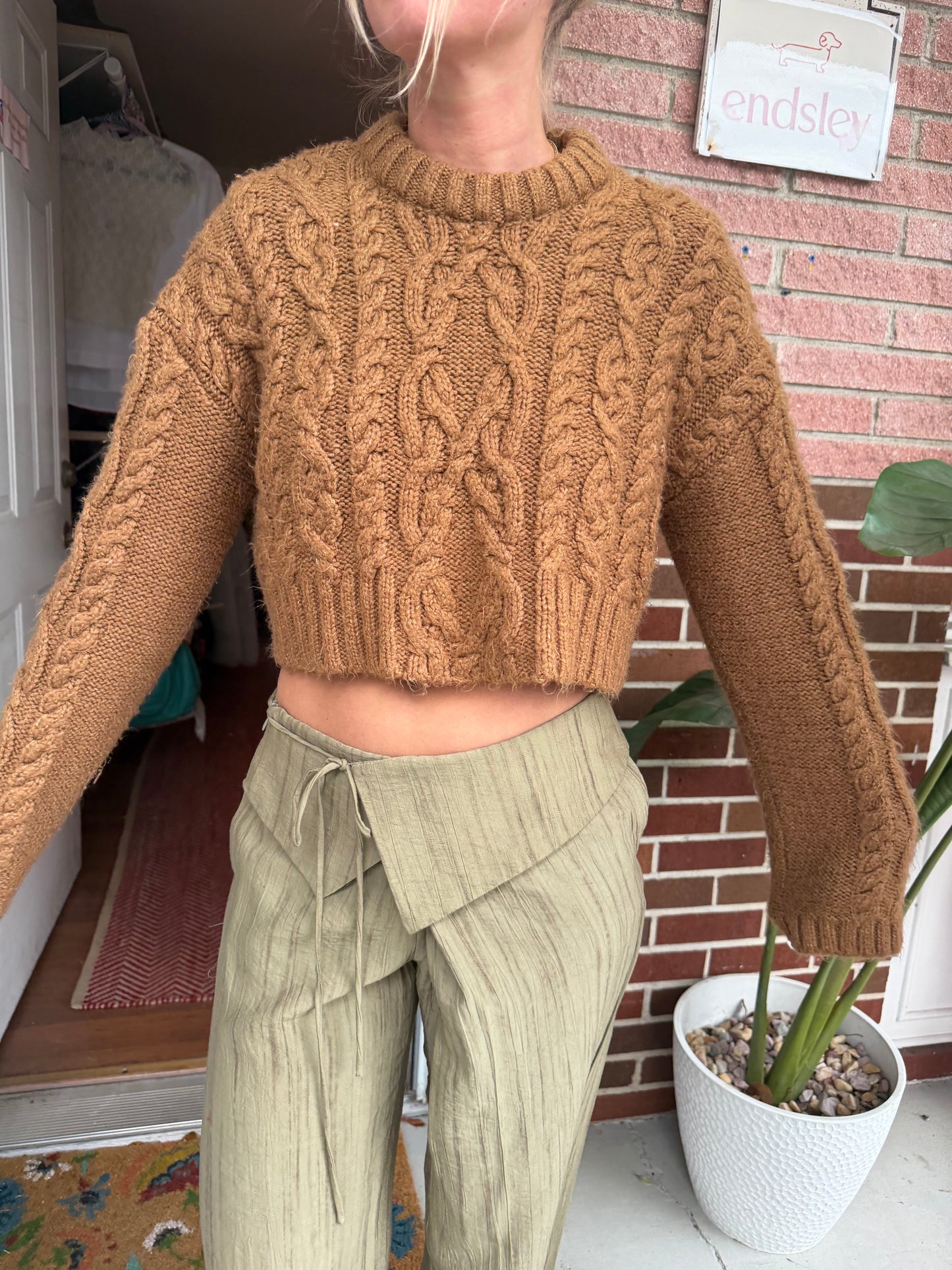 ZARA | Chunky Cropped Knit Sweater, M