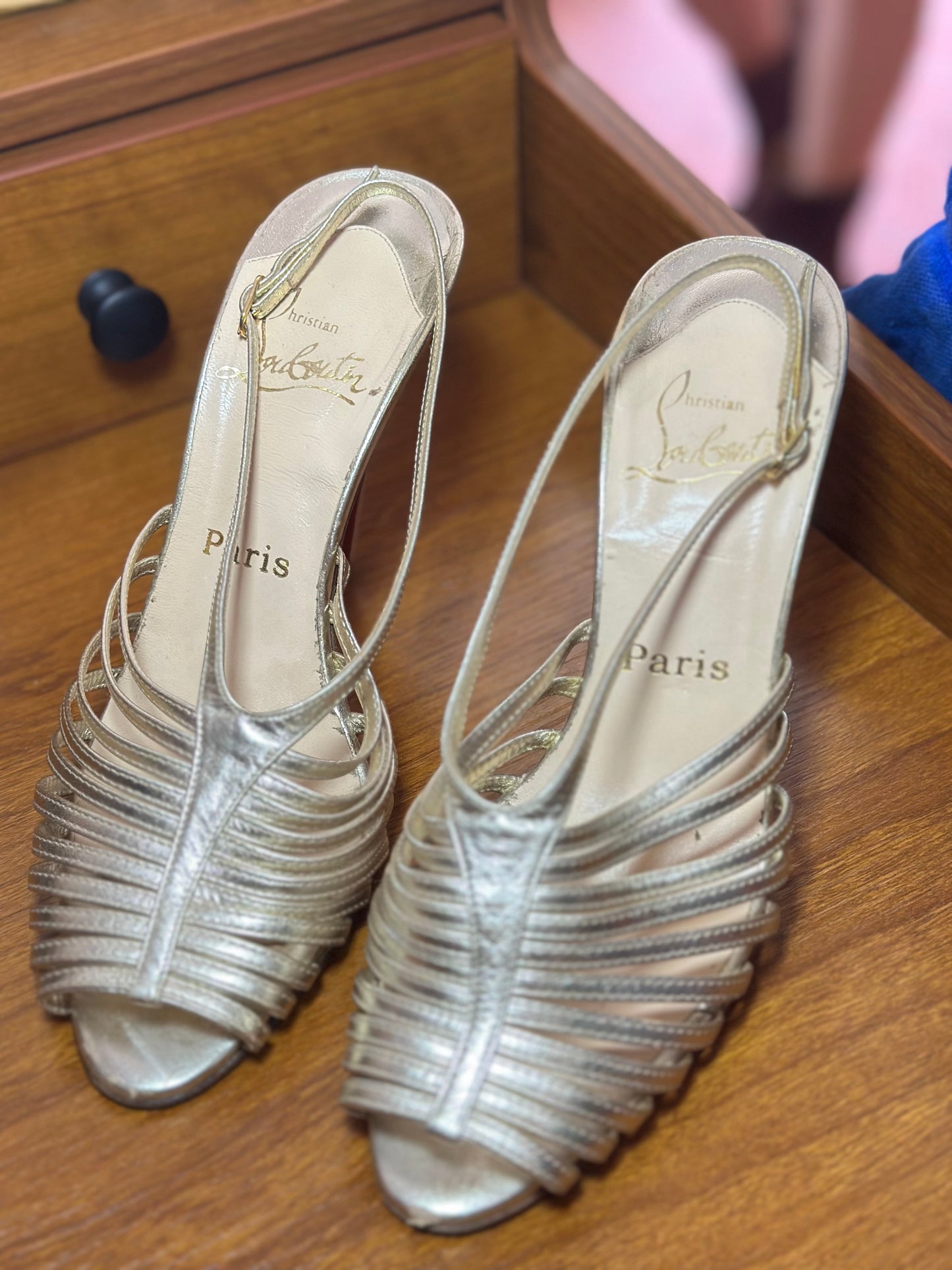 Chrisitan Louboutin | Strappy Light Gold Heels