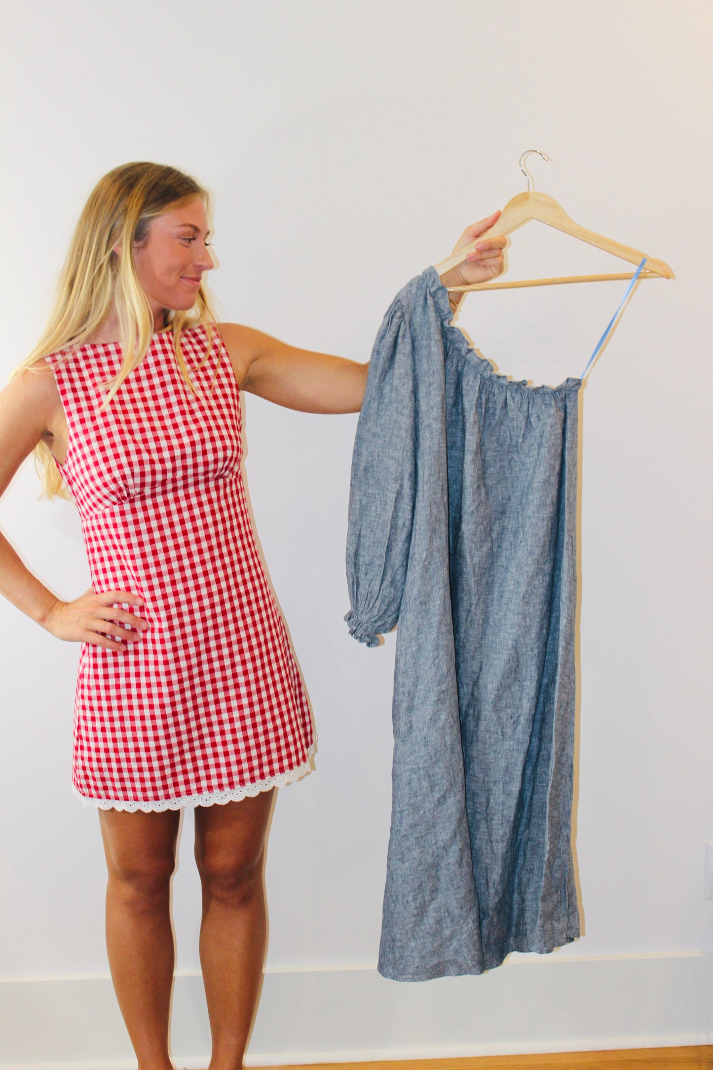 Here Comes The Sun | Gingham Lace Trim Dress, M