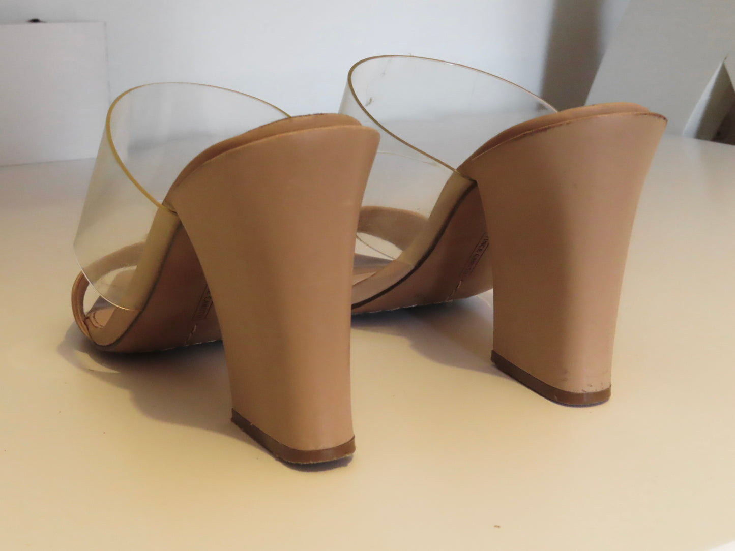 Vince Camuto | Tan & Clear Block Heel