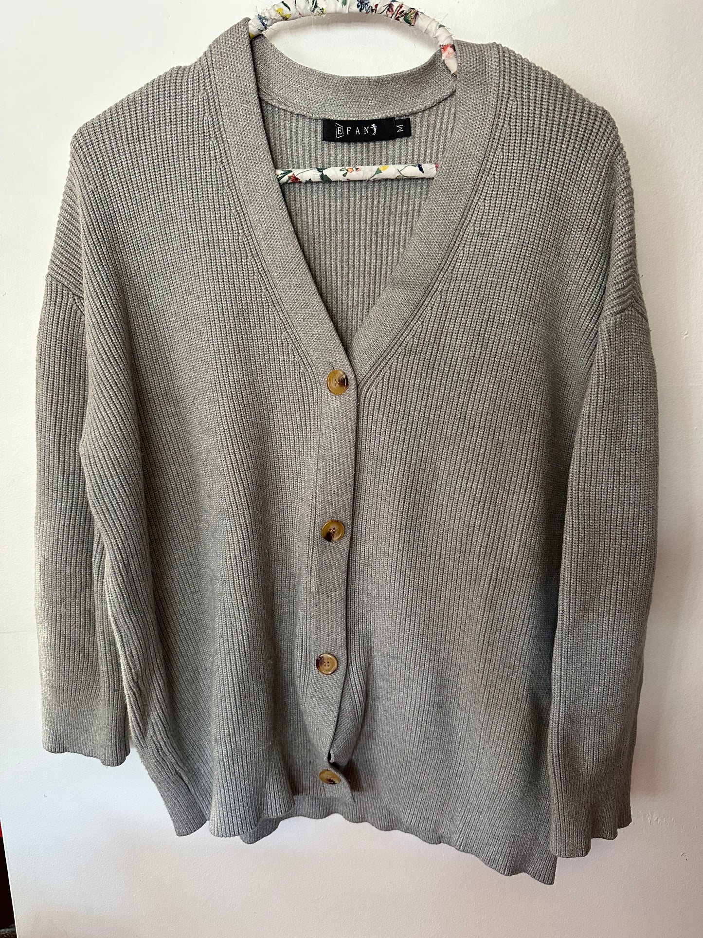 E Fan | Gray Button Down Sweater