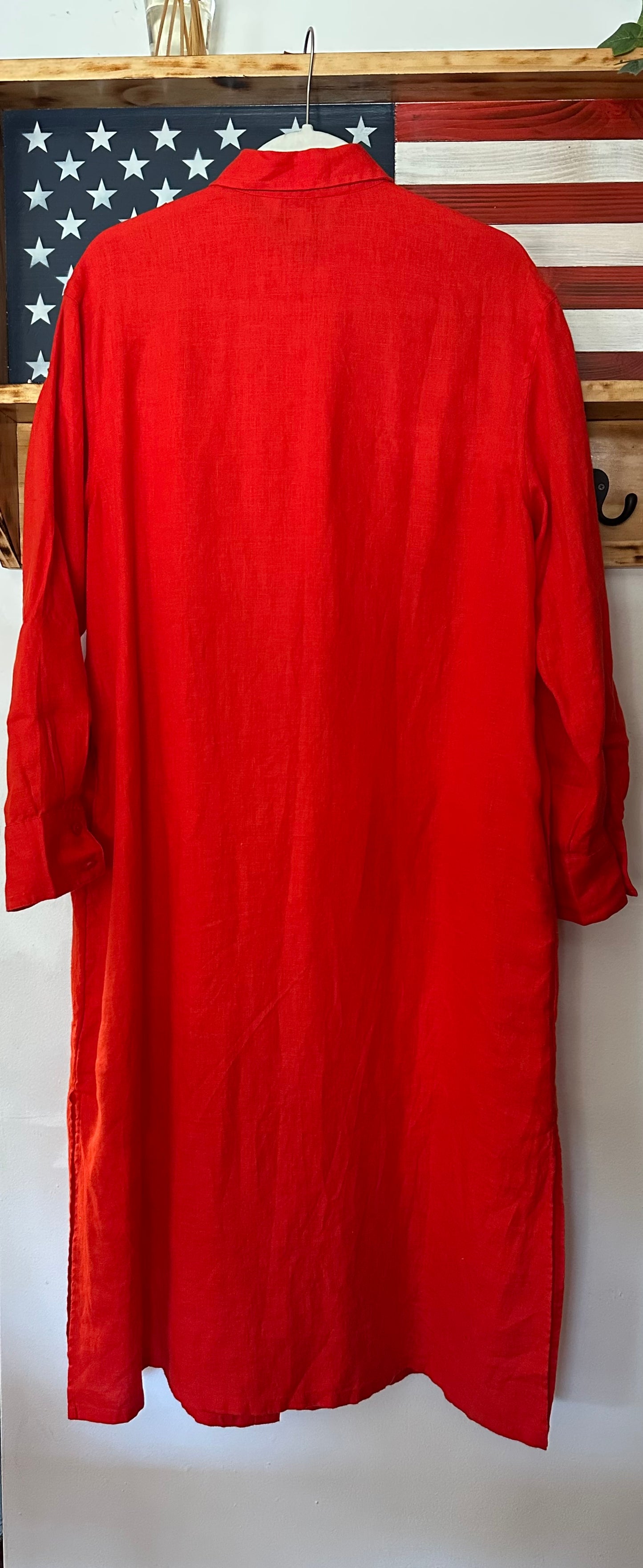 The Drop | 100% Linen Maxi Long Sleeve Dress, M