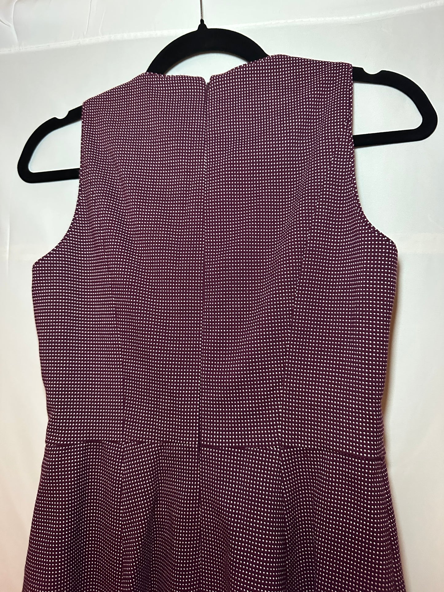 Gal Meets Glam Sleeveless Plum Polka Dot Dress, 0