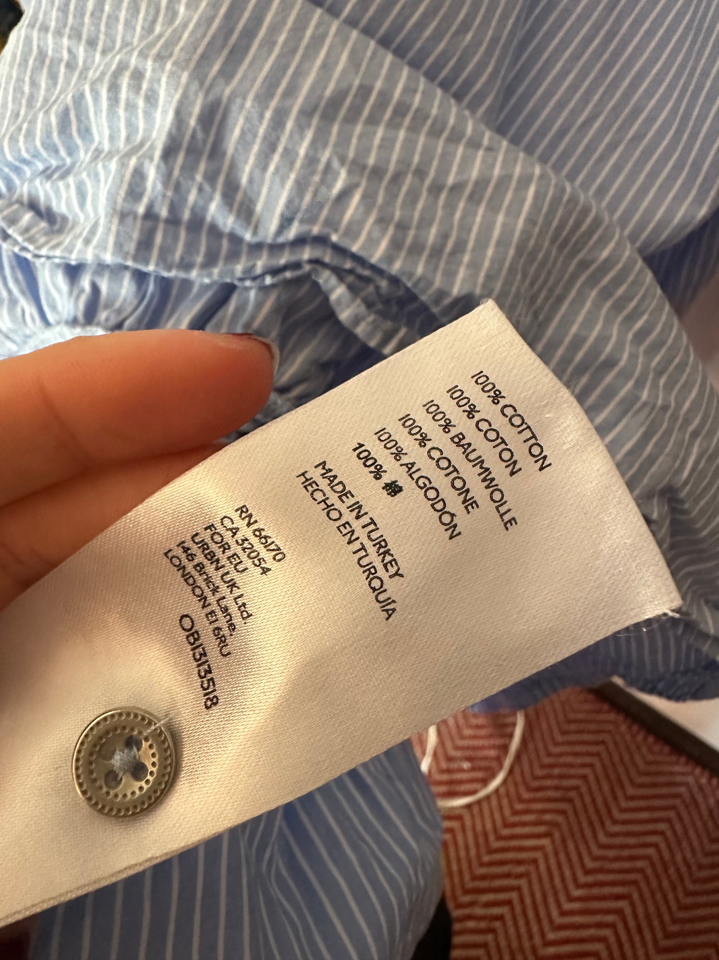Anthropologie | Light Blue 100% Cotton Striped Dress, M