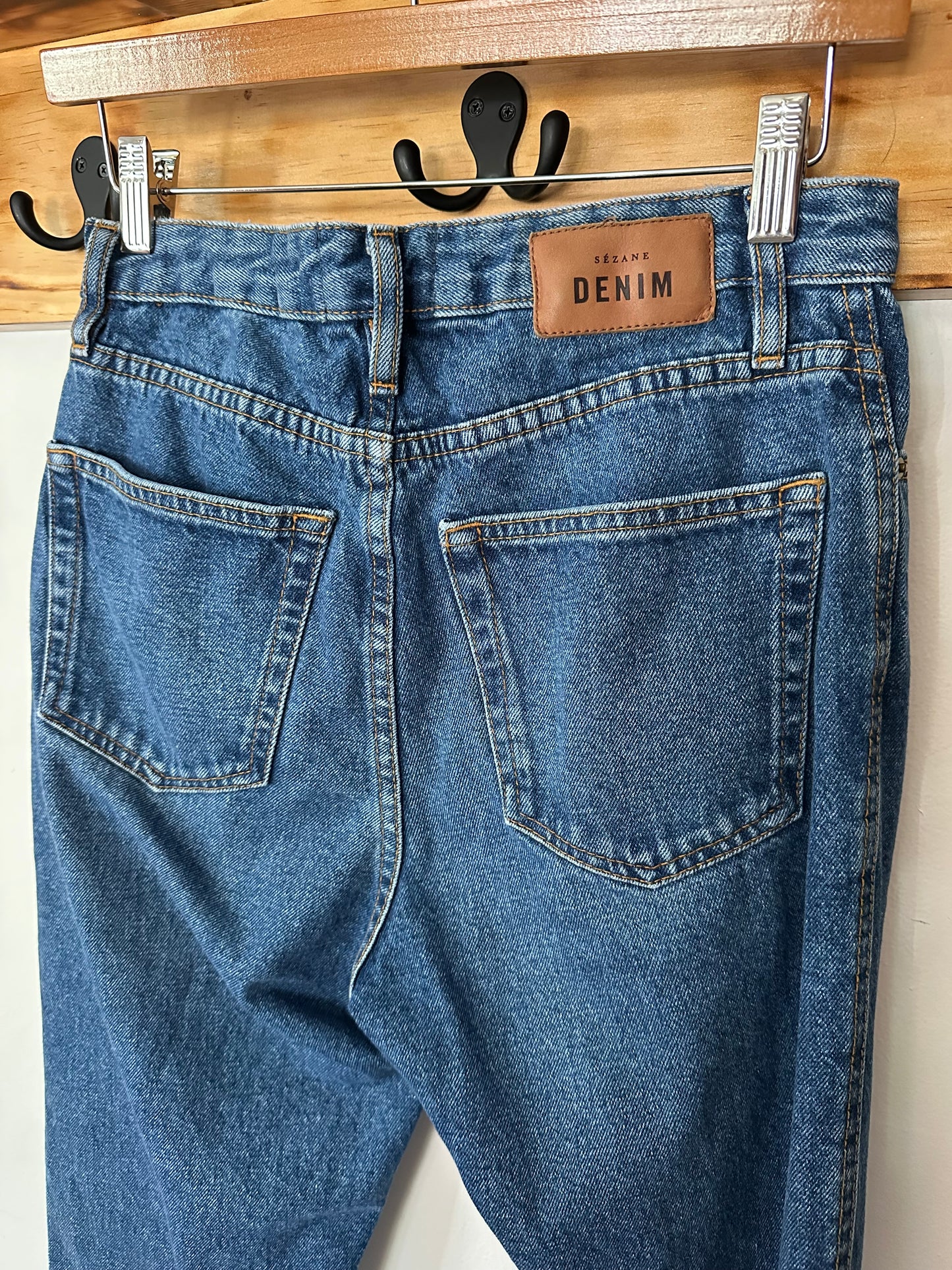 Sezane | "Brut Sexy" Medium/Dark Wash Tapered Jeans, 28