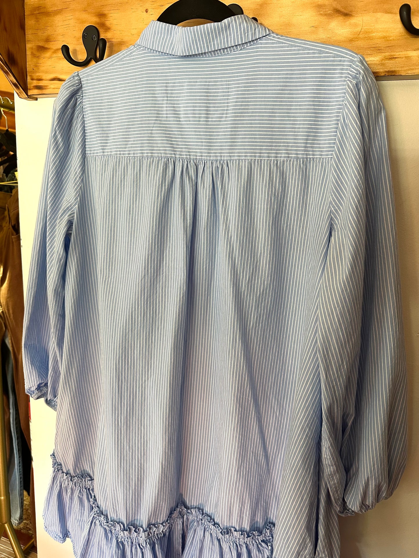 Anthropologie | Light Blue 100% Cotton Striped Dress, M