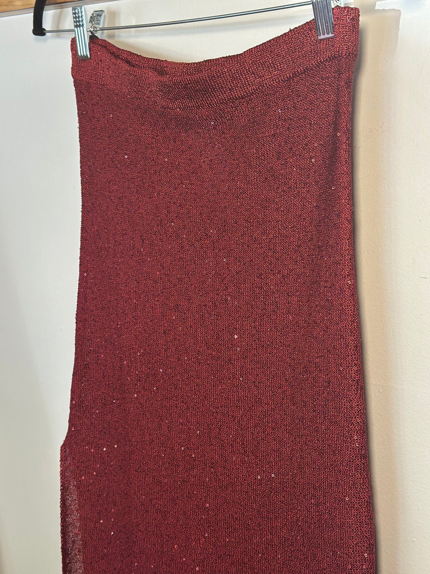 MISA | Red Sparkly Mesh Skirt