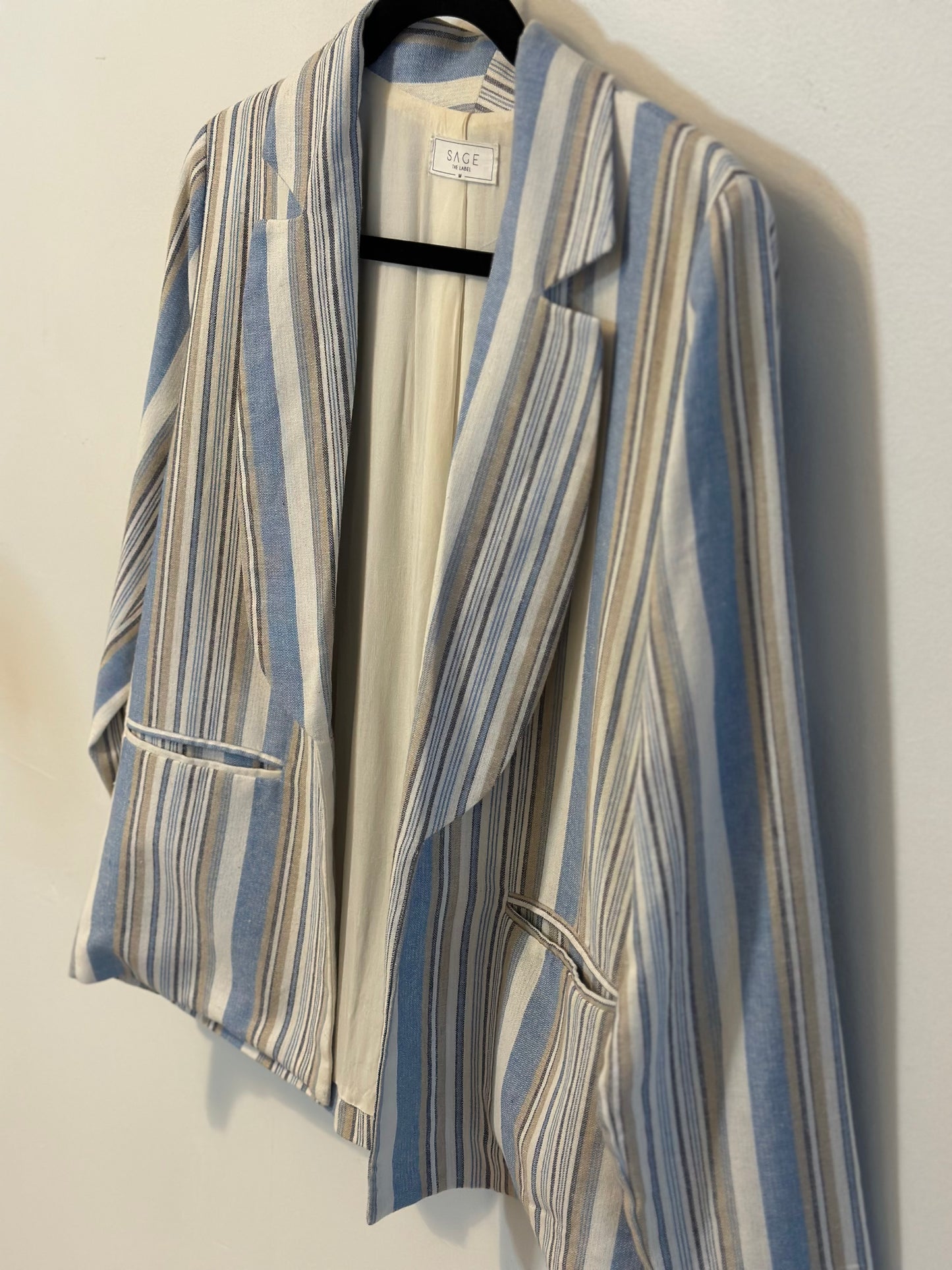 Sage The Label | Le Cascate White Multi Striped Blazer