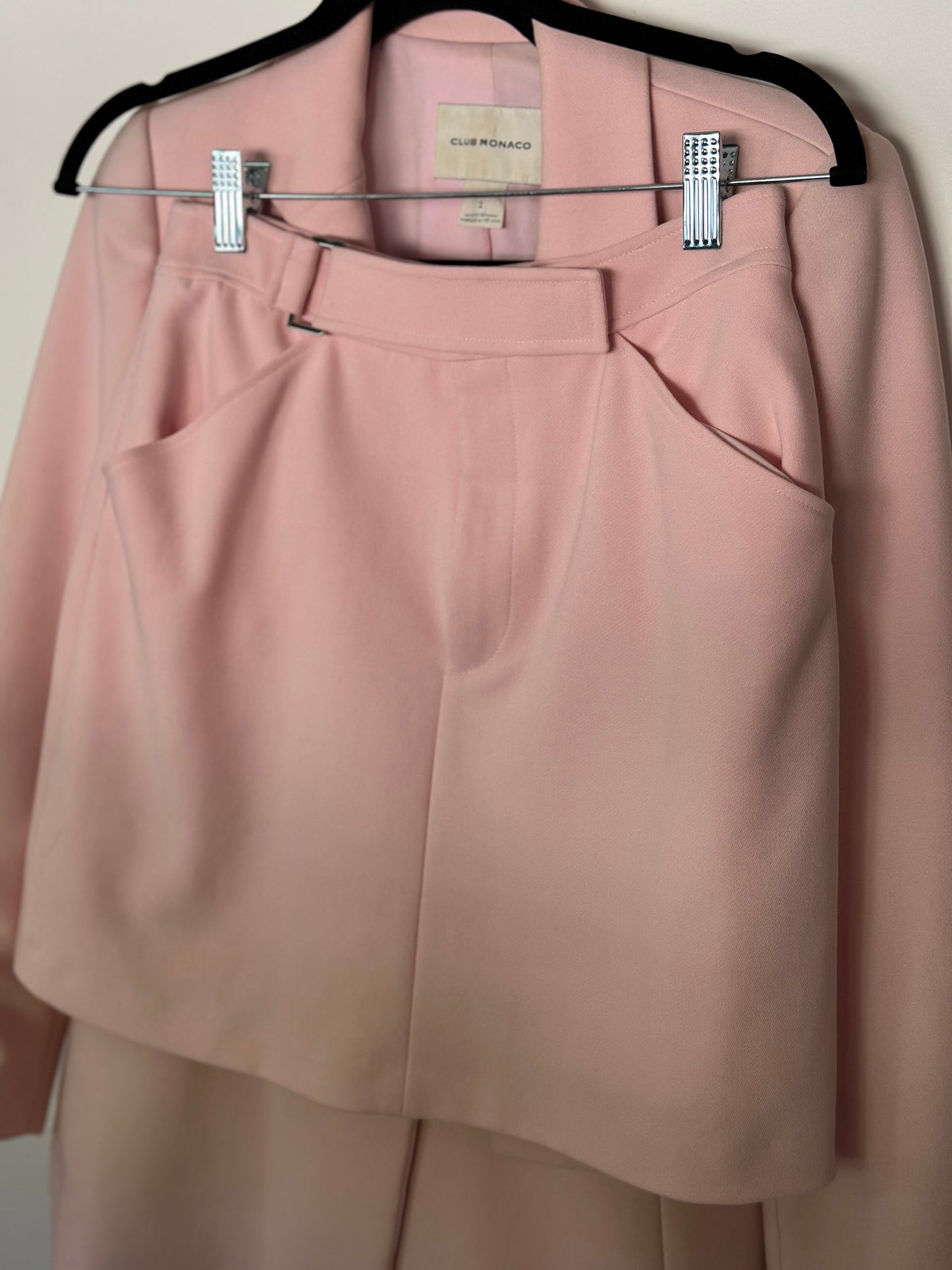 Club Monaco | Pastel Pink Blazer + Skirt Set