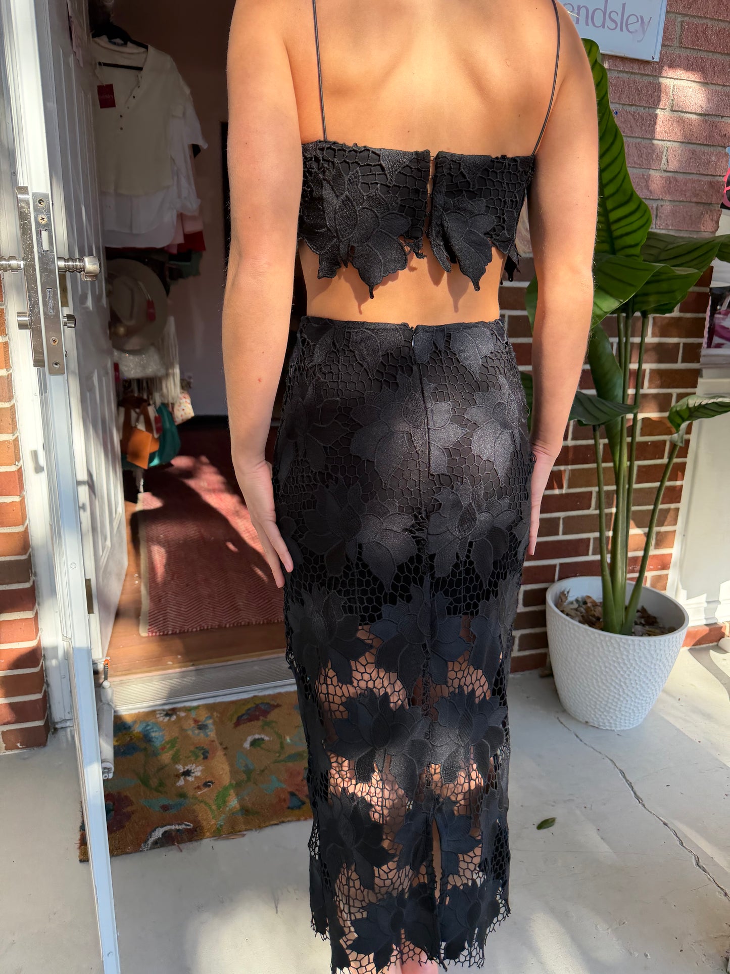 Rumer | Black Top + Skirt Set, M