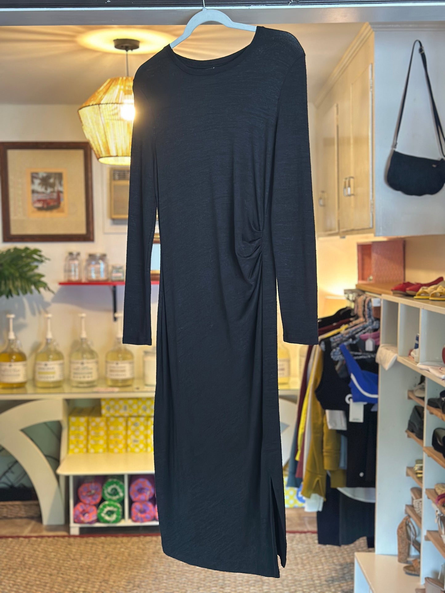 Banana Republic | Cozy Knit Long-Sleeve Ruched-Side Dress