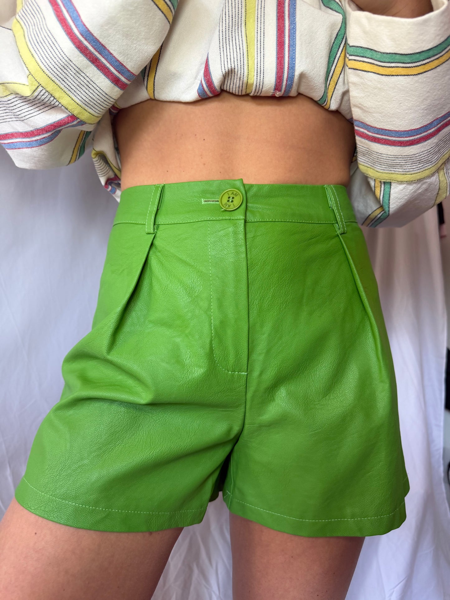I Am | High-Waisted Faux Leather Shorts, XS