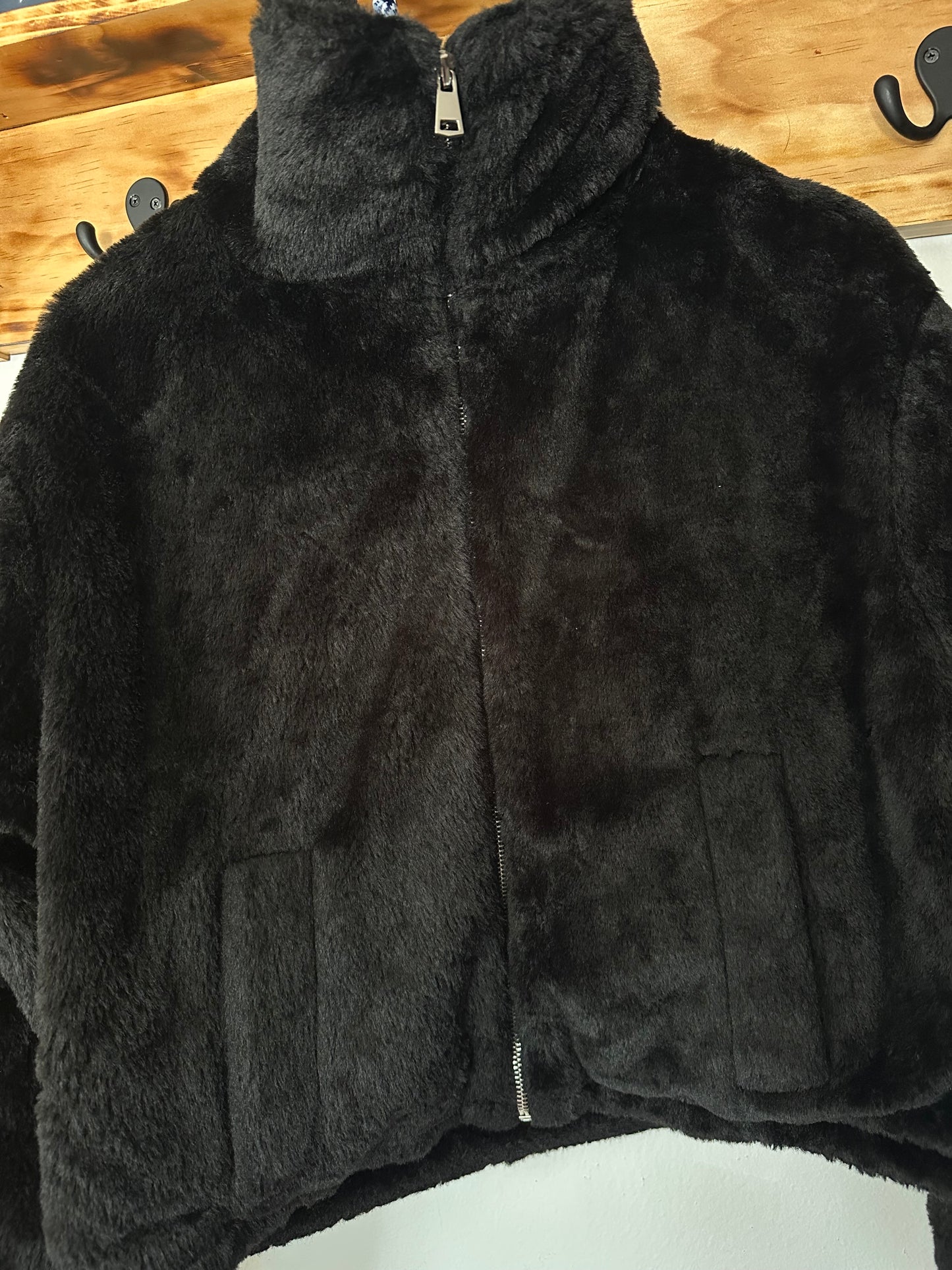 FCT With Love | Black Fuzzy Zip Up Jacket