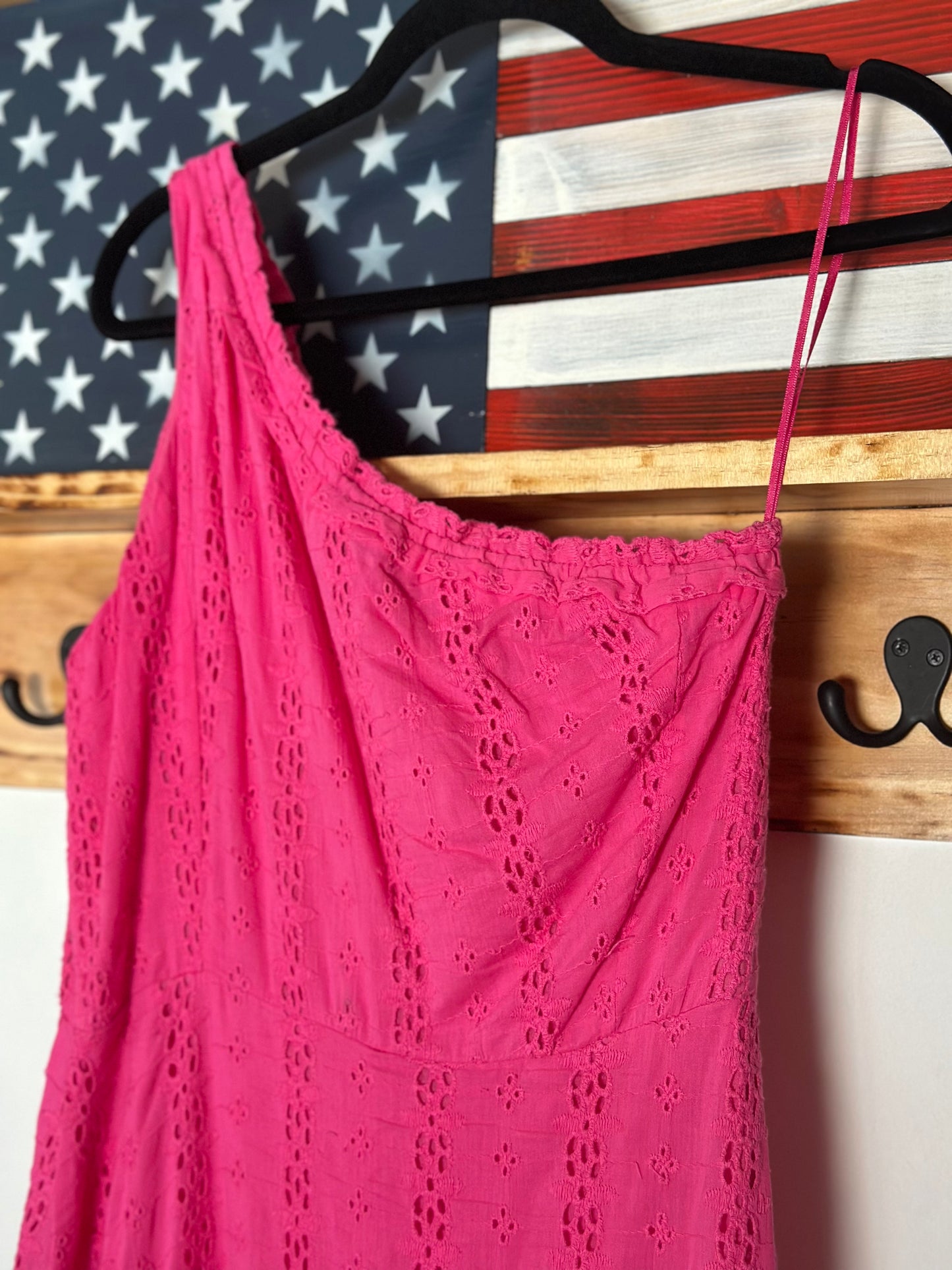 Taylor | Pink Eyelet One Shoulder Maxi Dress