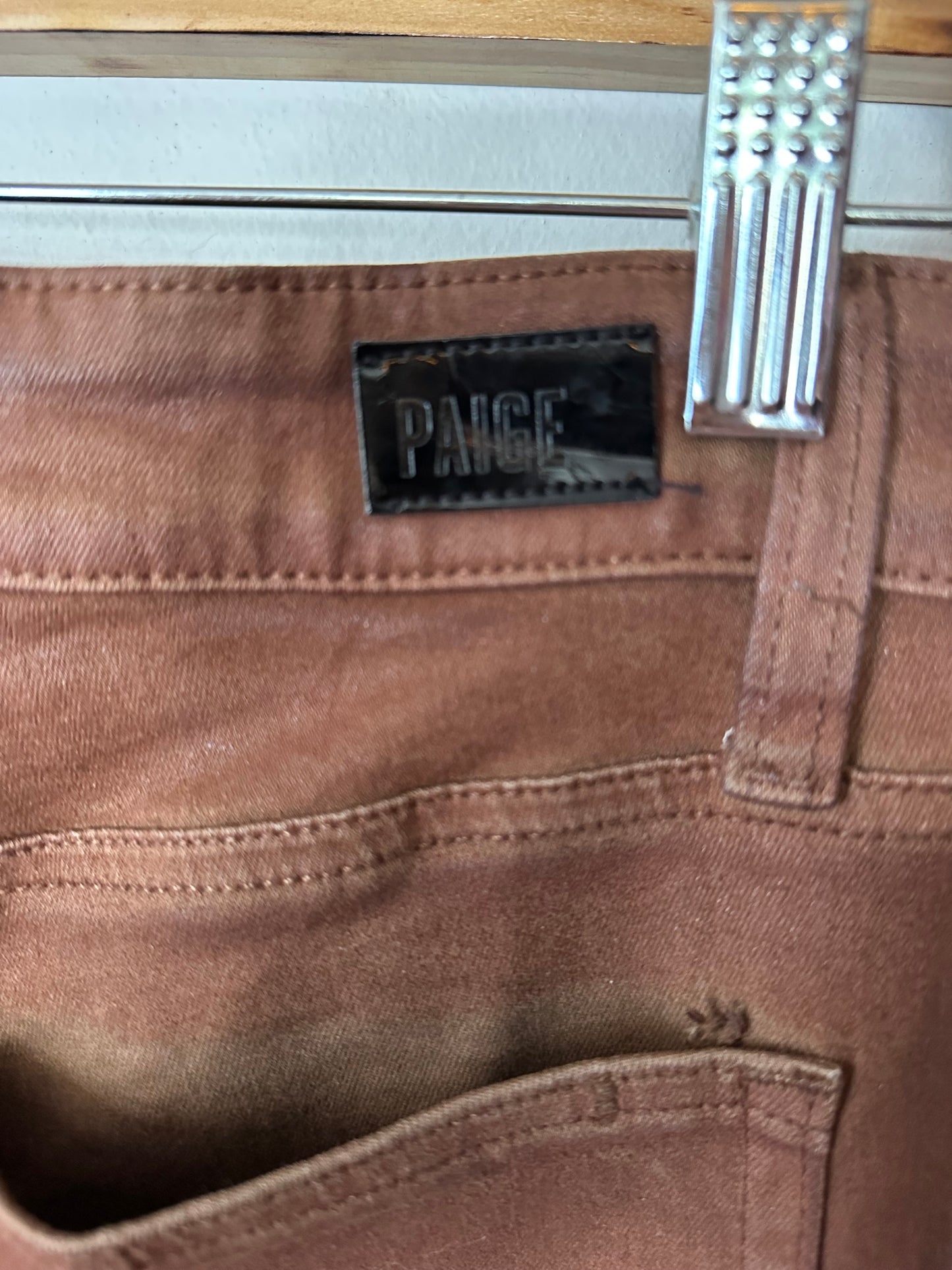 PAIGE | Brown Waxy Pants
