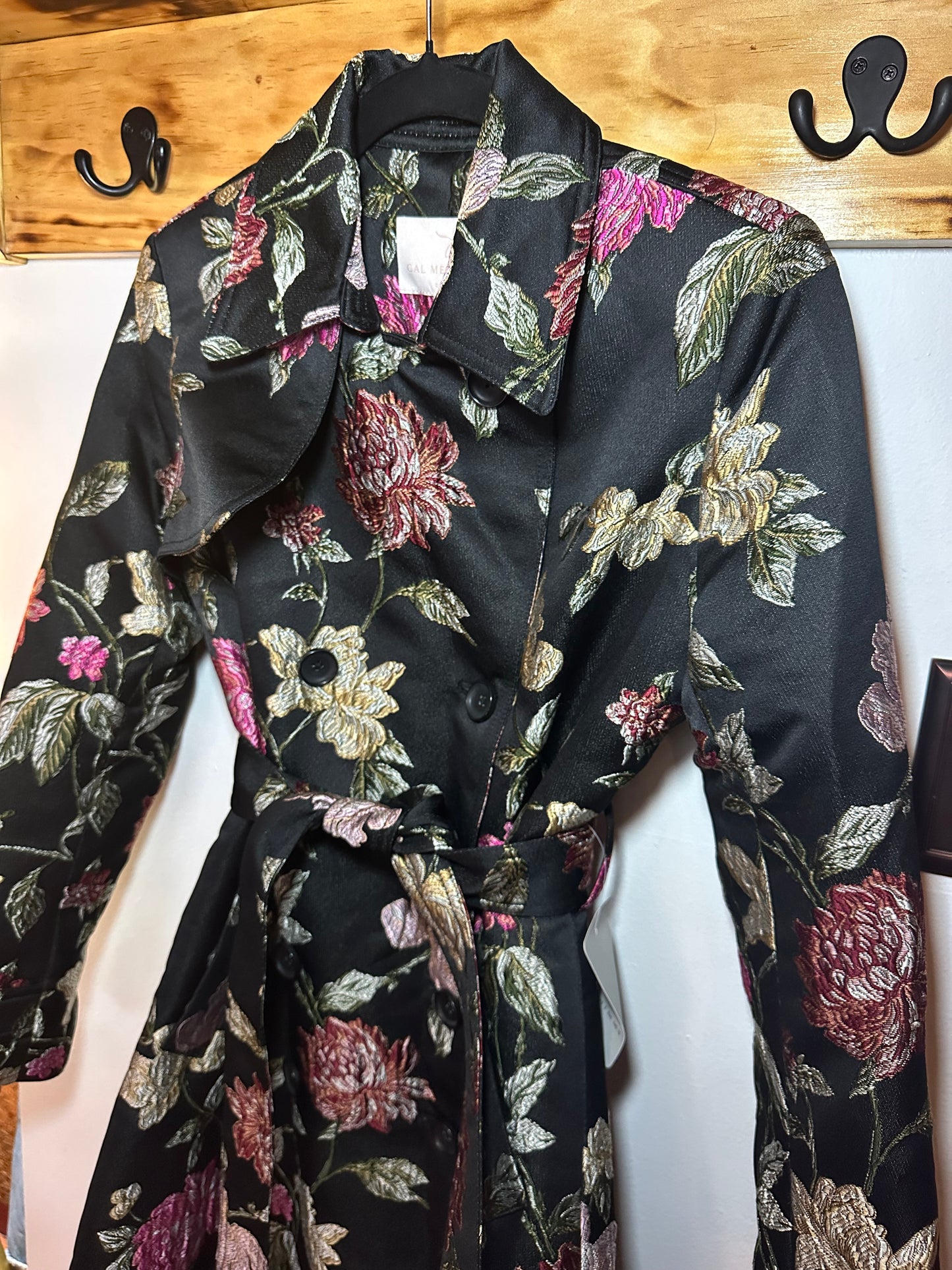 Gal Meets Glam | Floral Embroidered Pea Coat, XS