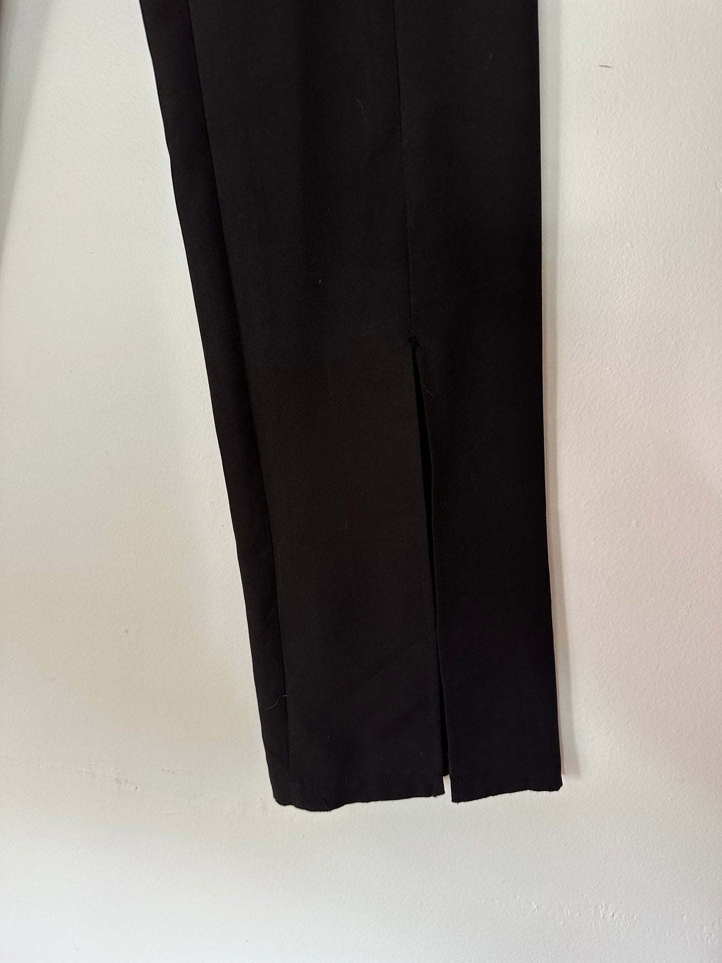 LuLus | Minding My Business Black High-Rise Split Hem Trouser Pants