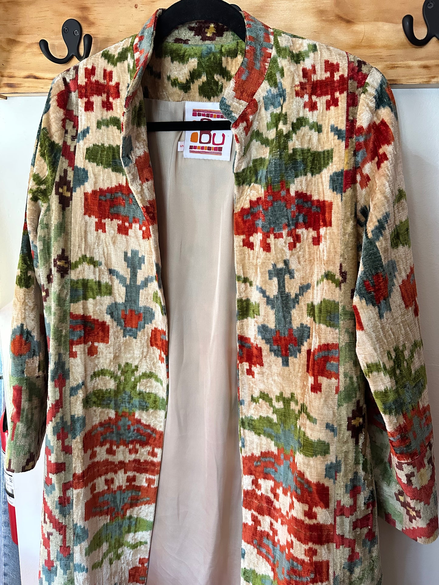 ibu movement | Ikat Velvet Mid-Length Coat, S