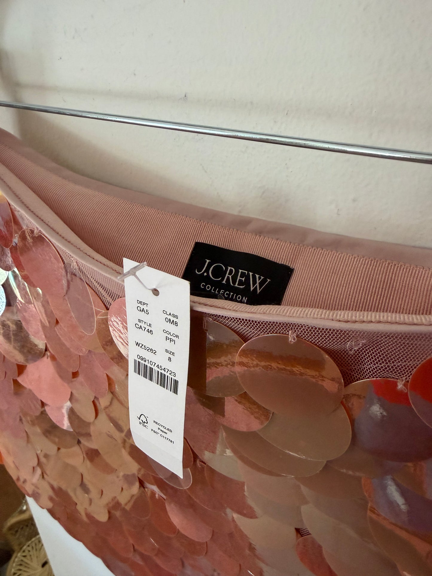 J Crew | Blush Sequin Skirt, 8