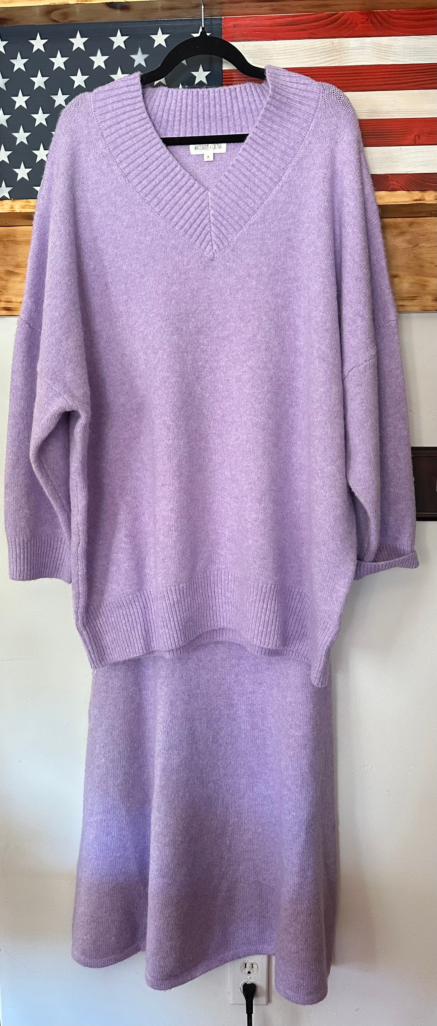 Whiteroom + Cactus Oversized V-Neck Fuzzy Knitdown Sweater, M