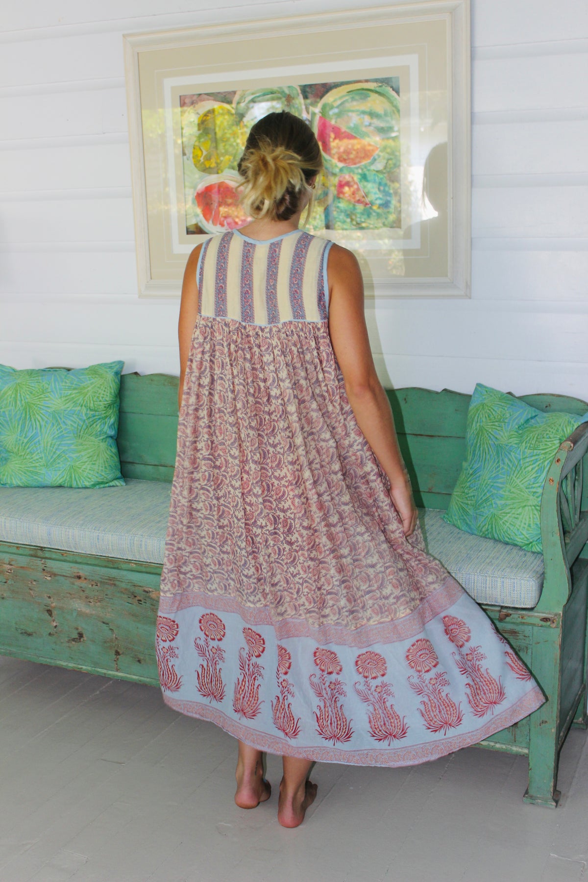 Daughters of India | Lightweight Linen Paisley Dress, S