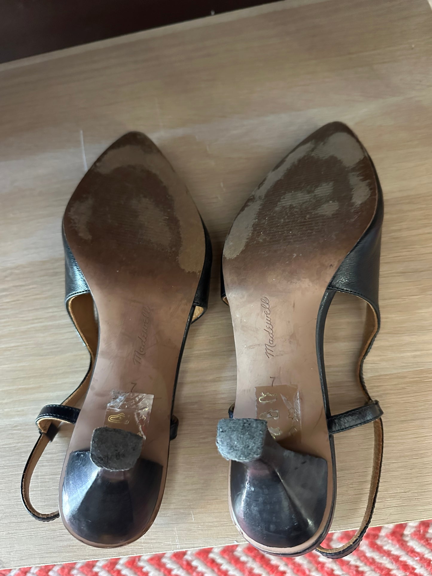 Madwell | Black Leather Kitten Heels