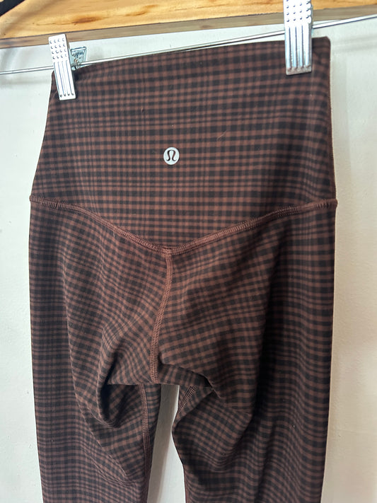 Lululemon | Black/Brown Plaid Full Length Leggings, 0