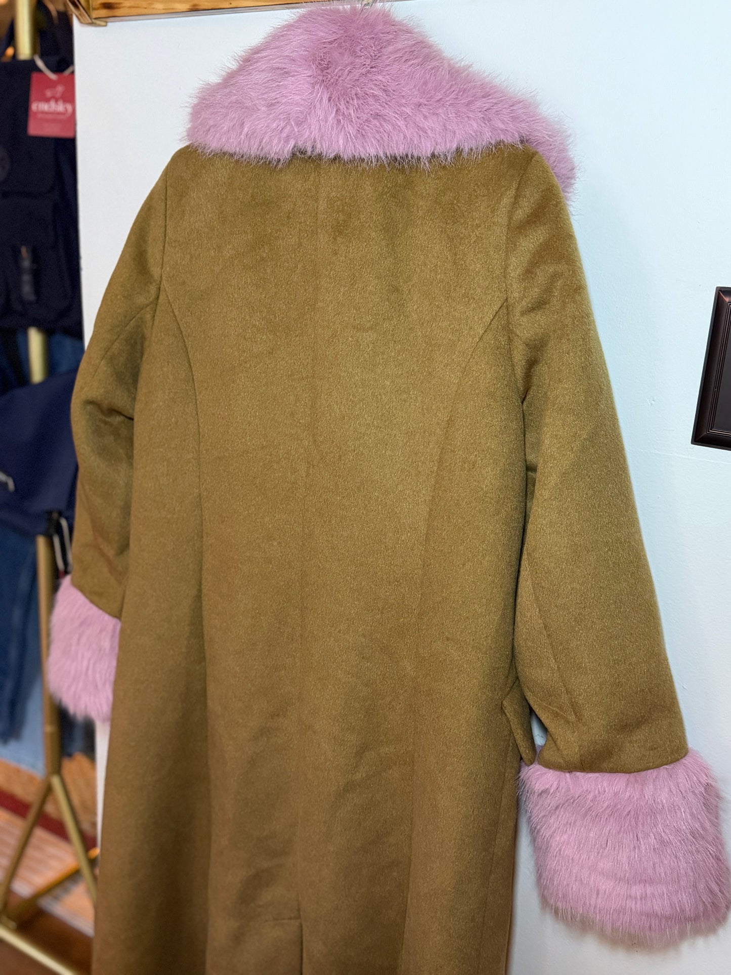 Maeve | Faux Fur-Lined Wool Blend Maxi Coat, XS