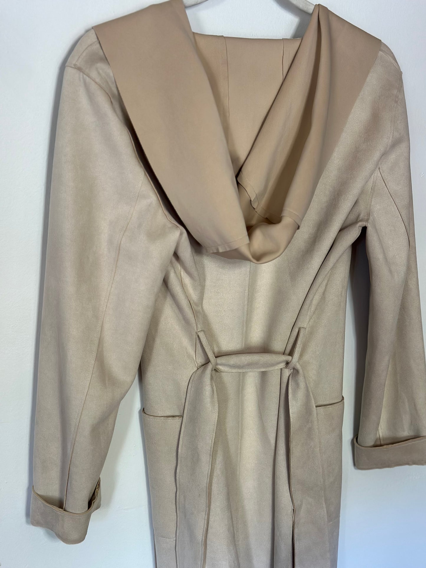 ZARA | Belted Soft Faux Suede Hooded Coat