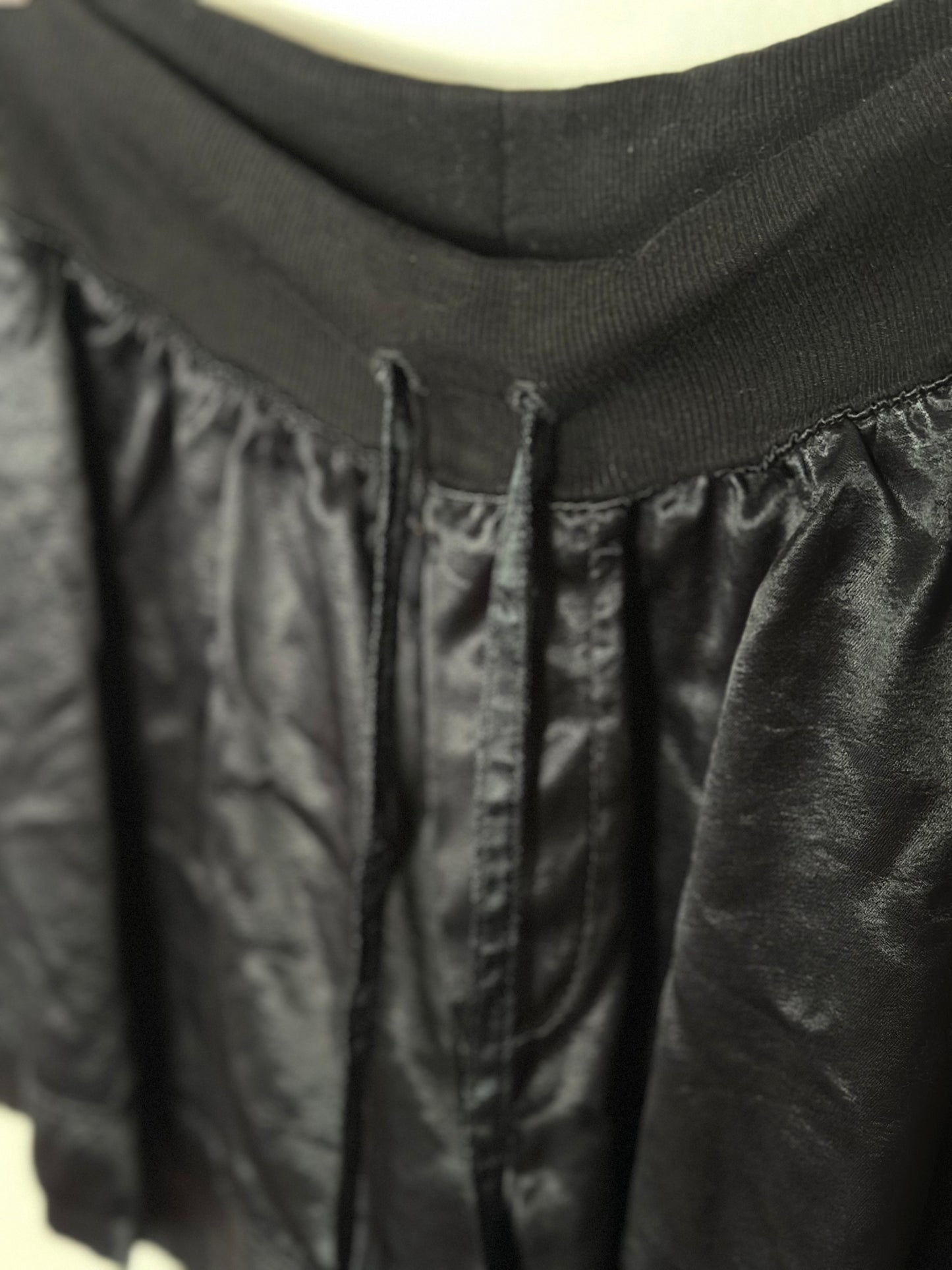 PJ Harlow | Satin Short With Rib Knit Waistband And Adjustable Drawstring