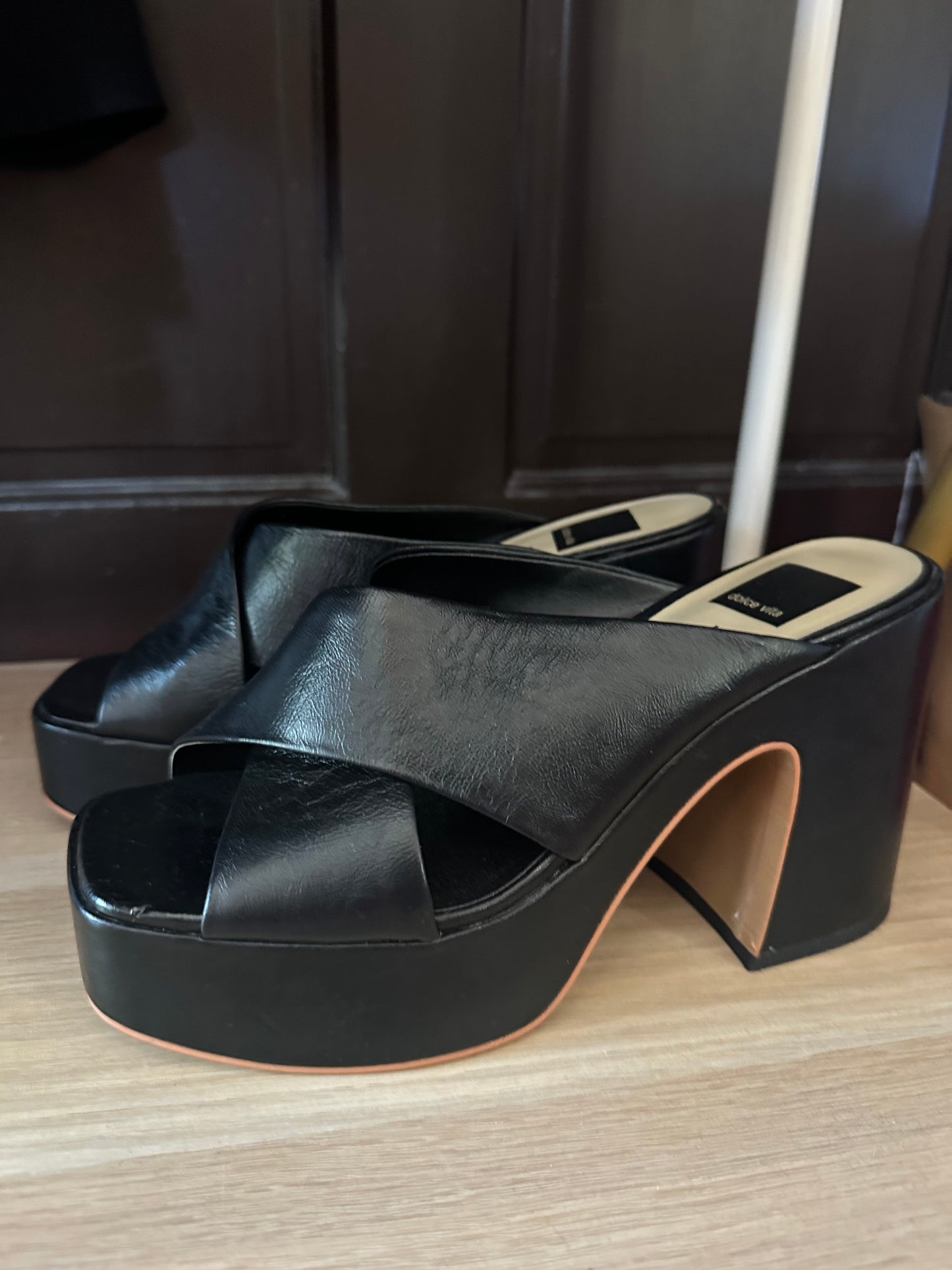Dolce Vita | Platform Black Leather Sandal, 8.5