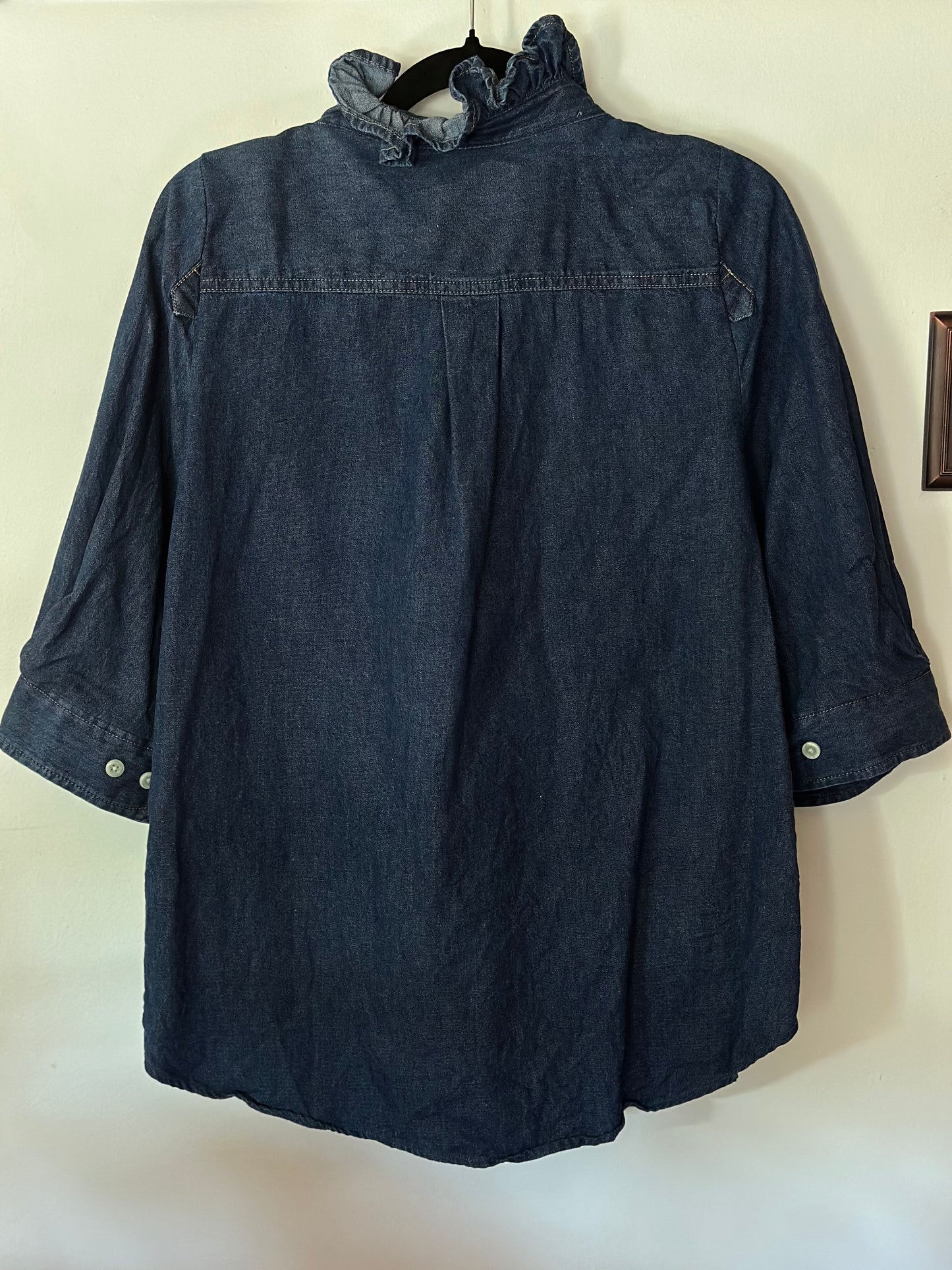 Dickies | Denim Ruffle Neck Top