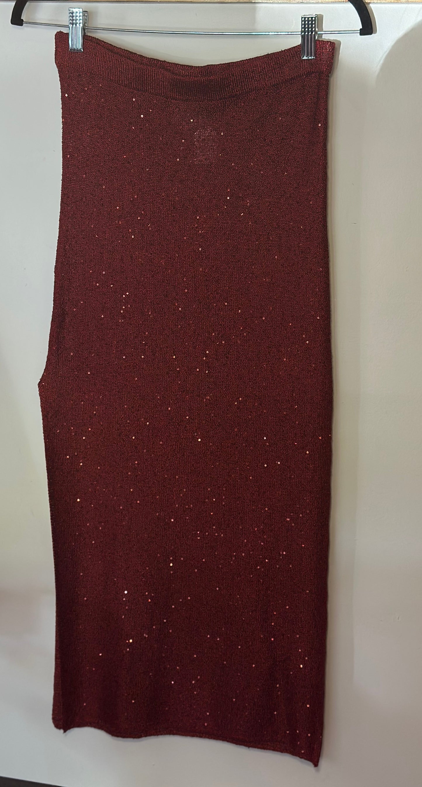 MISA | Red Sparkly Mesh Skirt