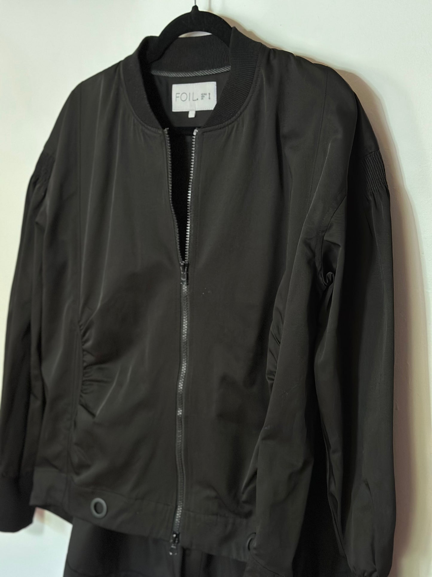 FOIL. | Black Zip Up Bomber Jacket