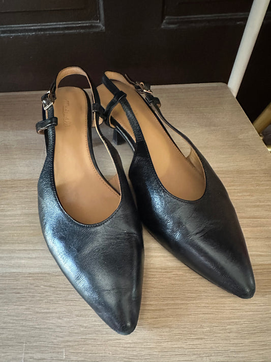 Madwell | Black Leather Kitten Heels