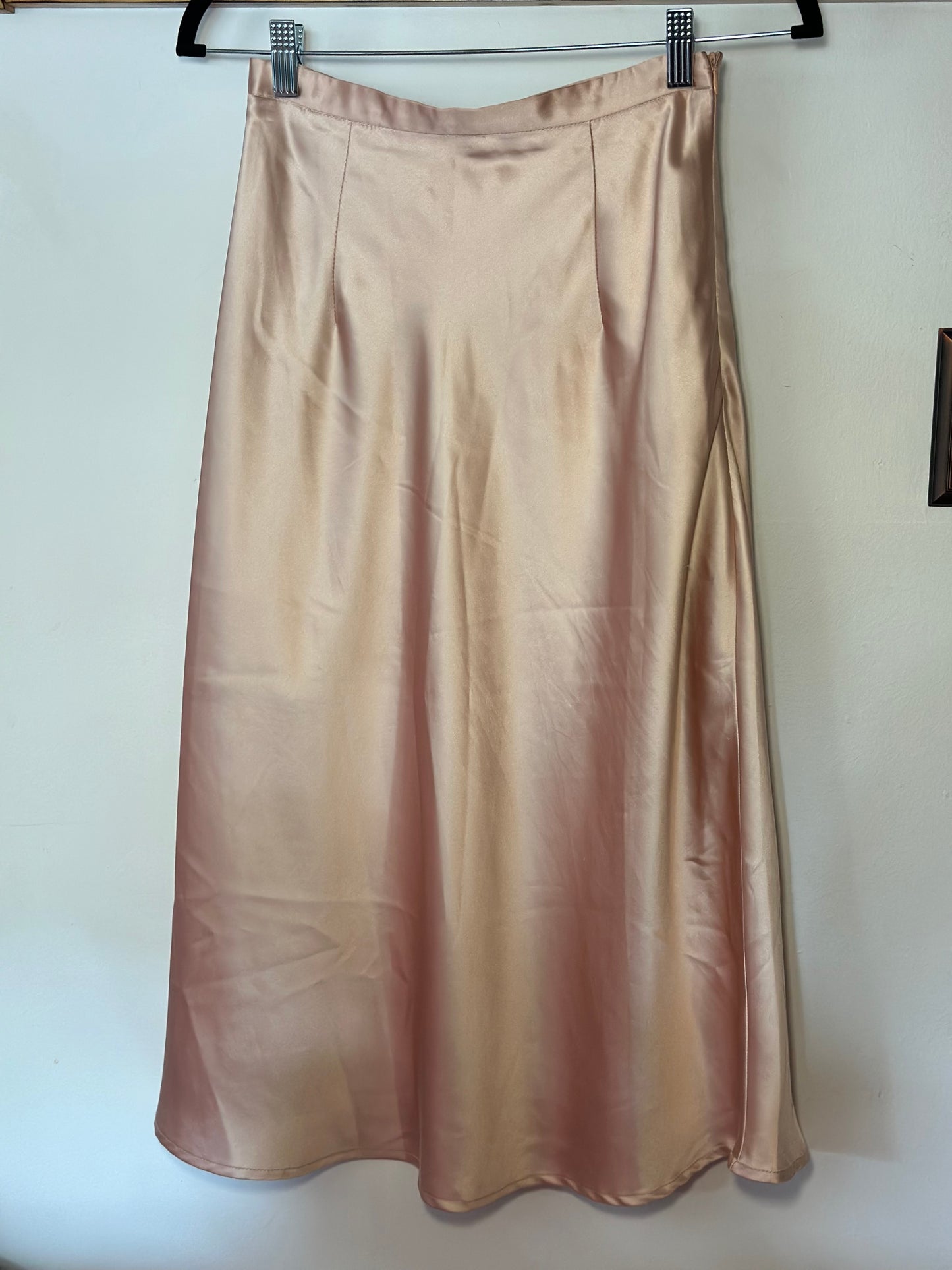 Commense | Champagne Silk Midi Skirt